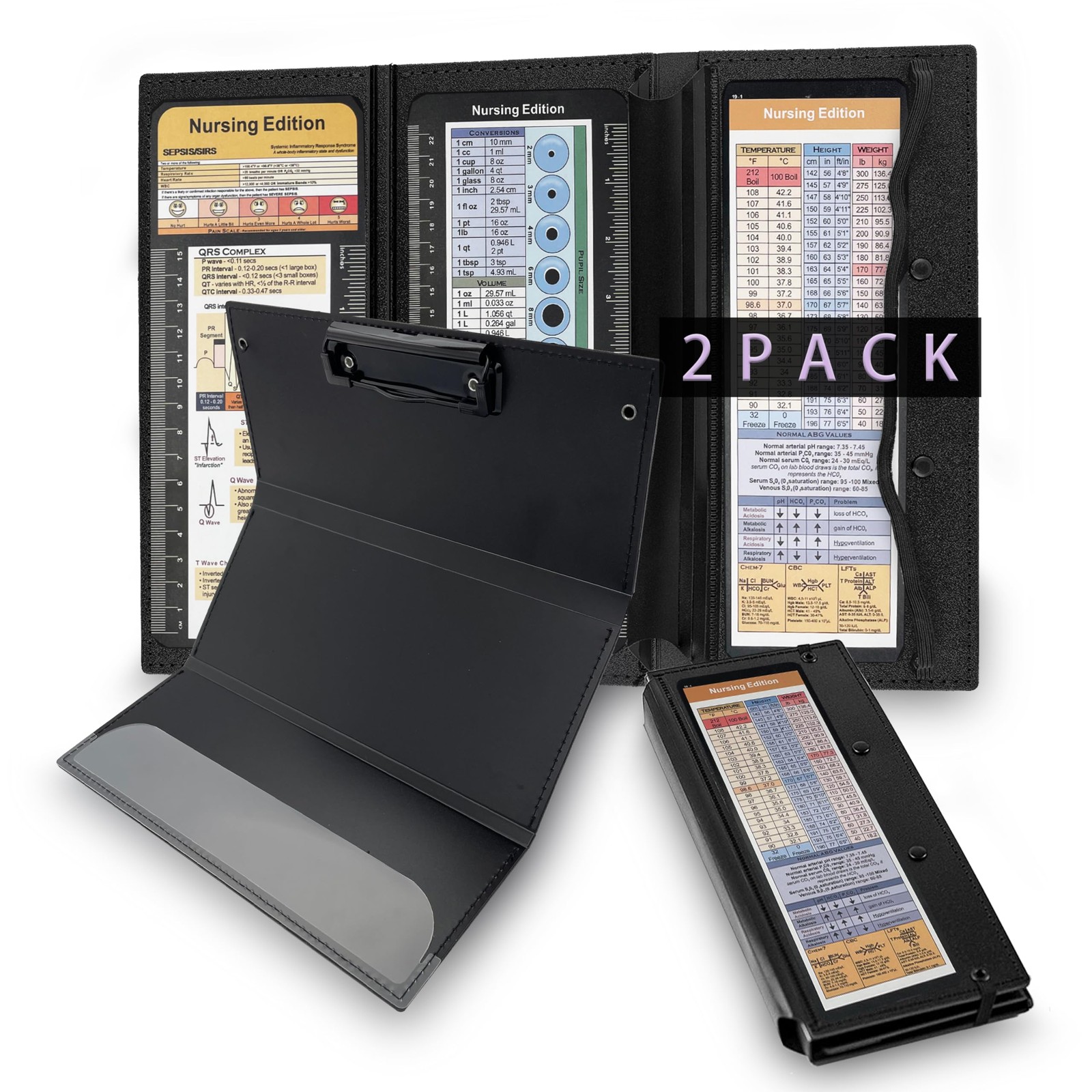 2Packs Nursing Clipboard Foldable, Black Nurse for Medical 2Packs Nursing Clipboard Foldable, Black Nurse for Medical
