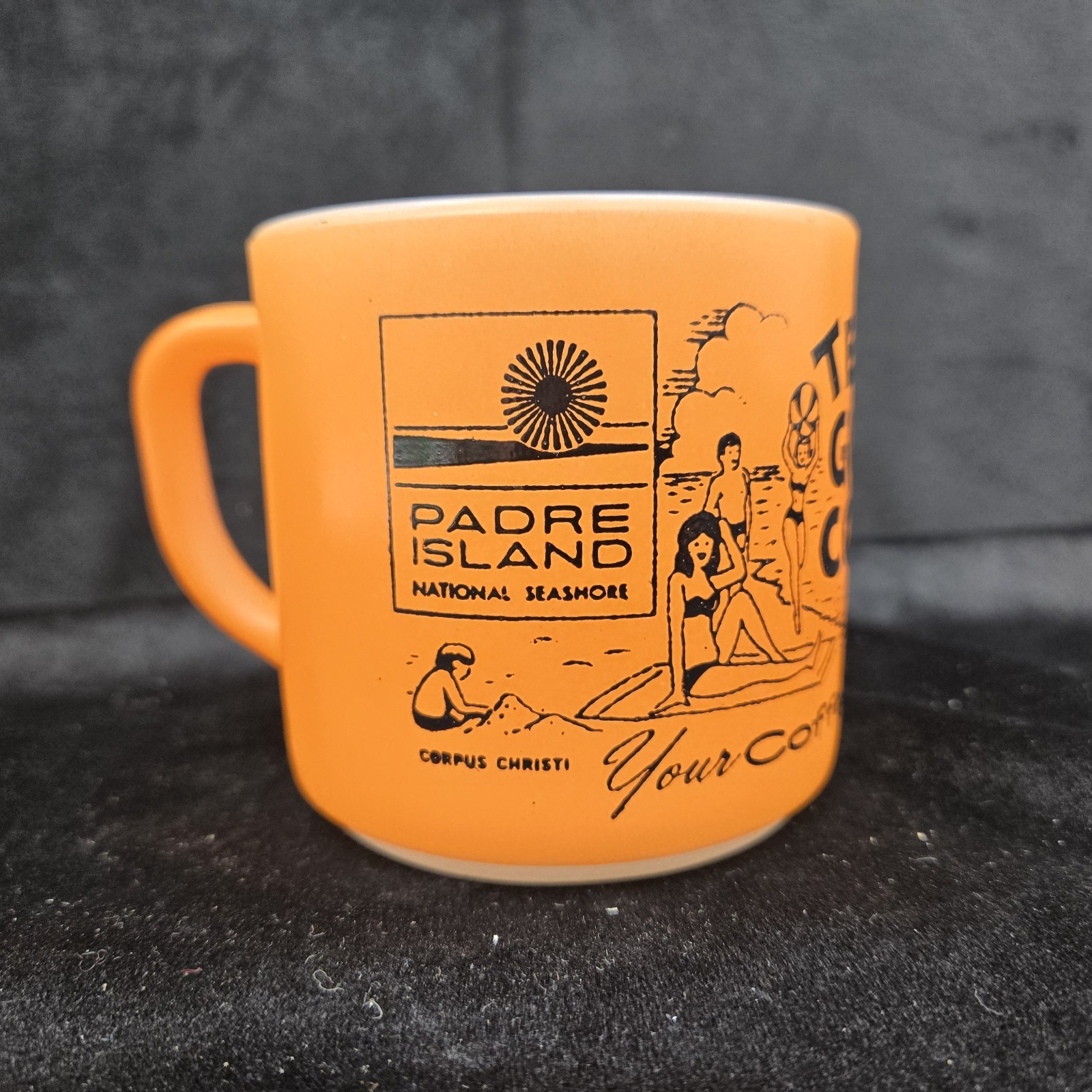Vintage Federal Glass Orange Milk Glass Texas Gulf Coast Padre Island Mug 
