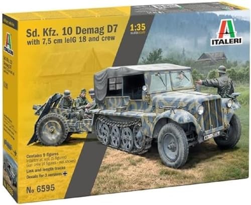 Italeri SD.Kfz. 10 DEMAG D7 with 7.5cm Le. IG 18 & Crew, 1:35 Scale Model Kit Italeri SD.Kfz. 10 DEMAG D7 with 7.5cm Le. IG 18 & Crew, 1:35 Scale Model Kit