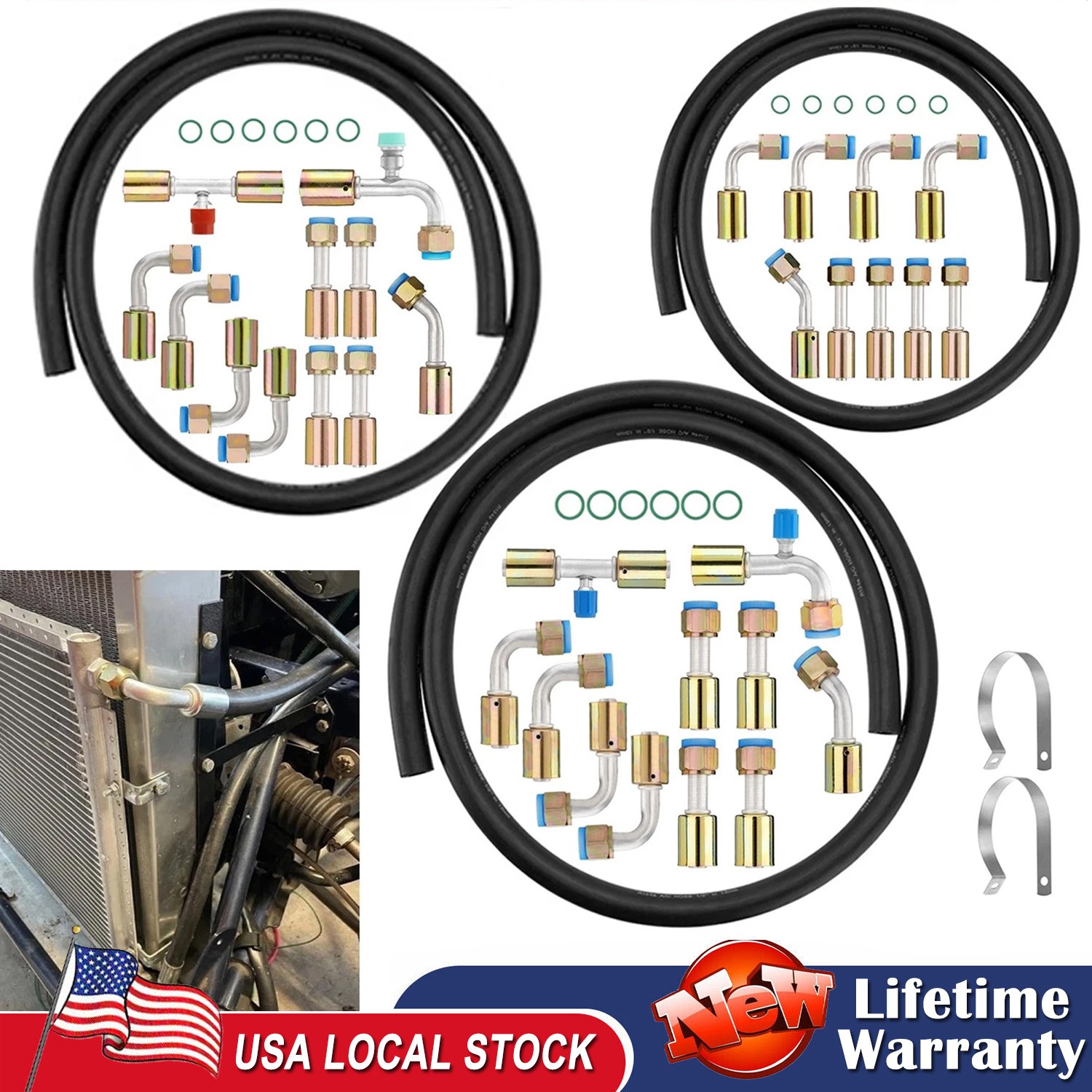 54pcs Universal Air Conditioning Hose and Fitting Kit, 6.5ft #6 #8 #10 AC Hoses 54pcs Universal Air Conditioning Hose and Fitting Kit, 6.5ft #6 #8 #10 AC Hoses