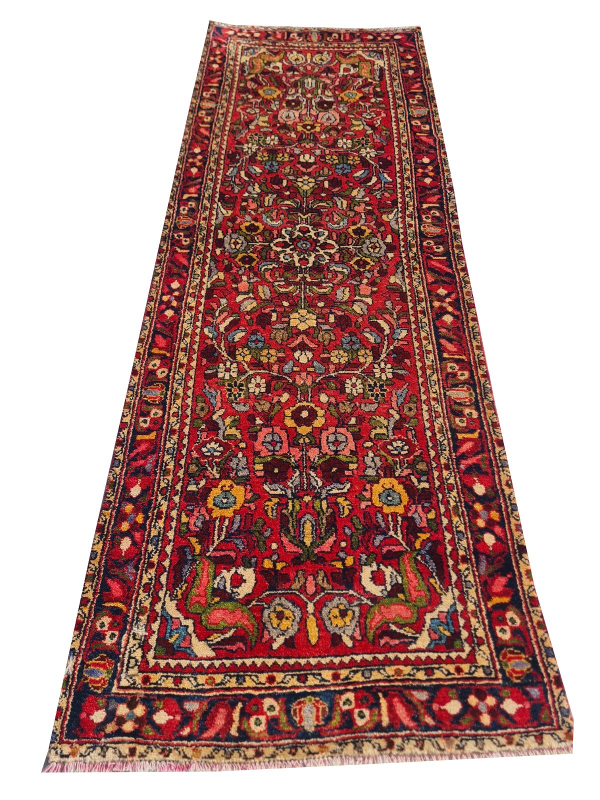 Handmade Hand Knotted Antique Hamidoun Wool Area Runner Rug 6.8 x 2.5 Ft