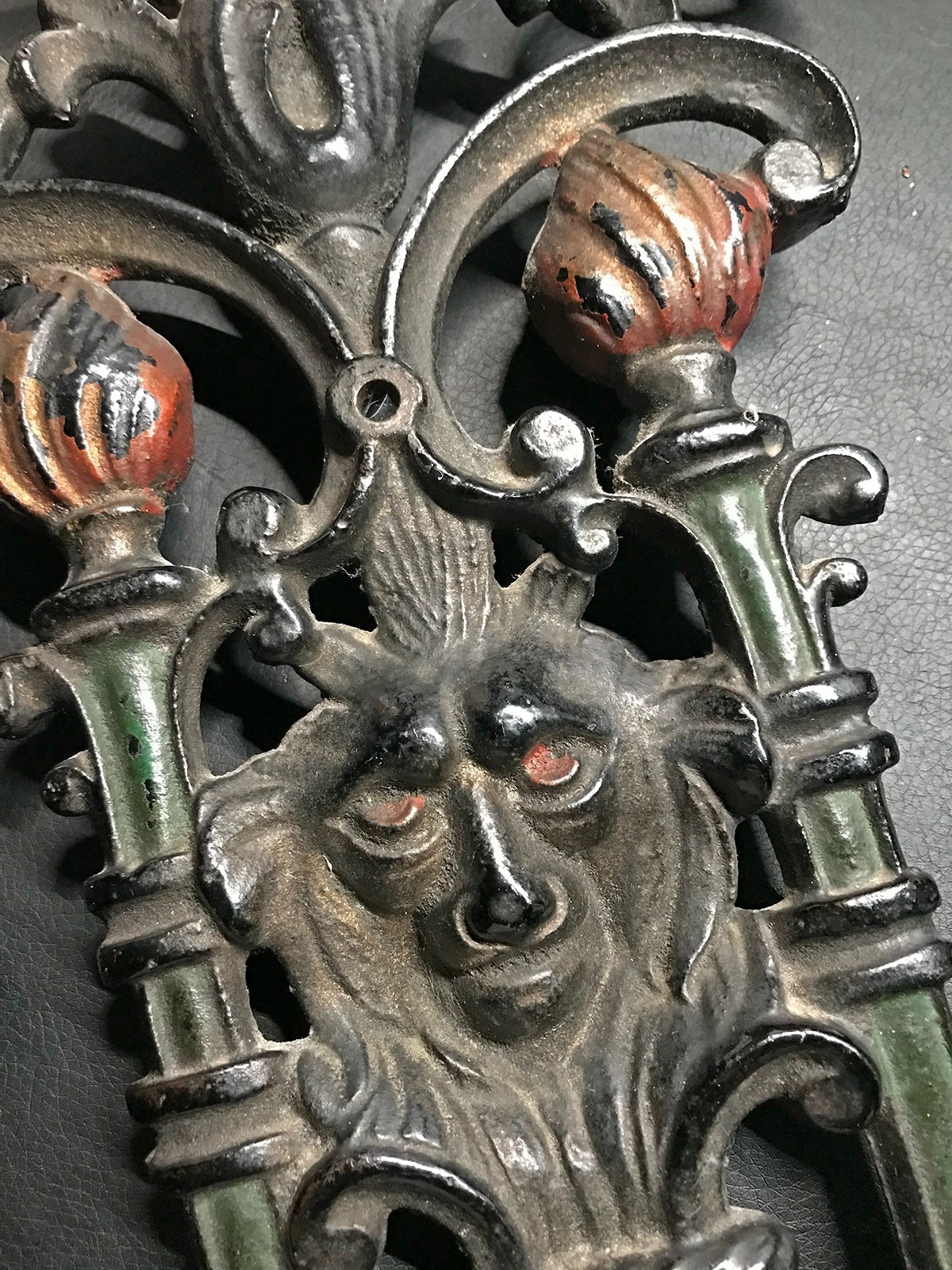 Antique Victorian Cast Iron Bench Ends Lion & Shell Ottoman Stool Base Pair