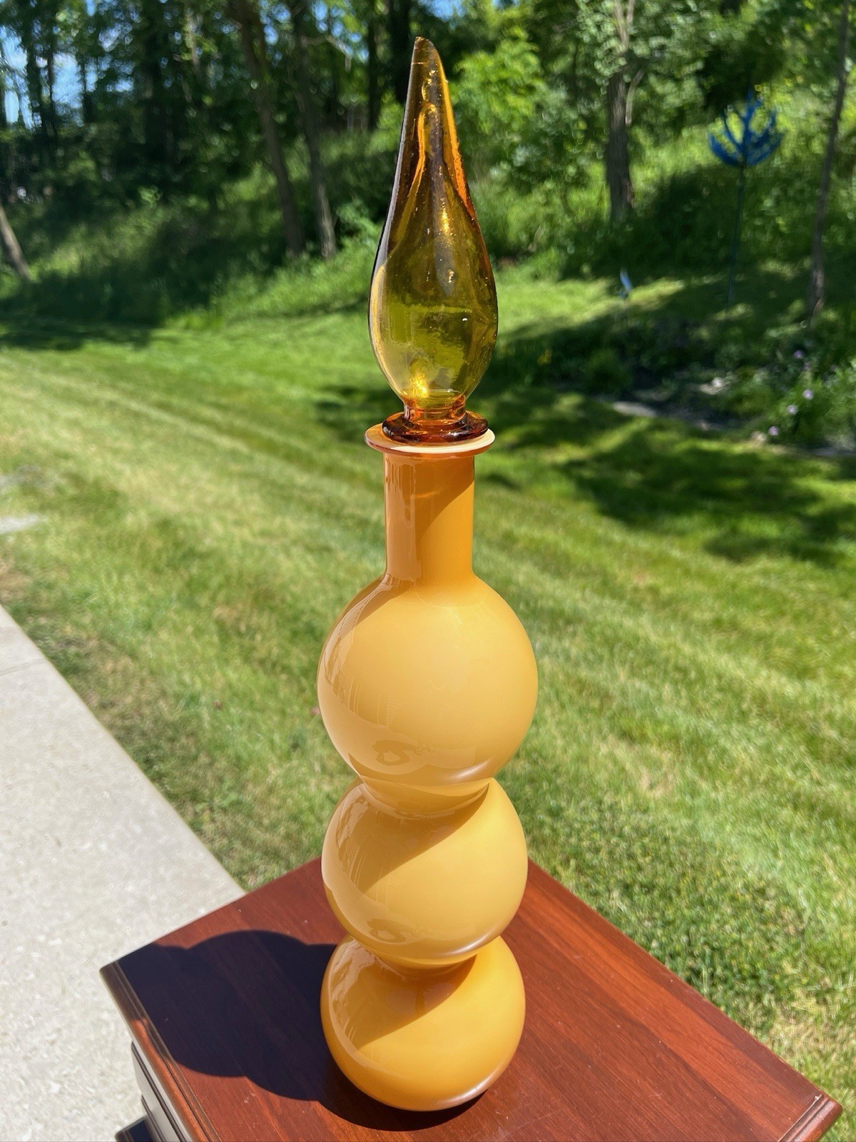 Vintage Atomic Space Age Empoli Genie Bottle Butterscotch Cased Italian Glass