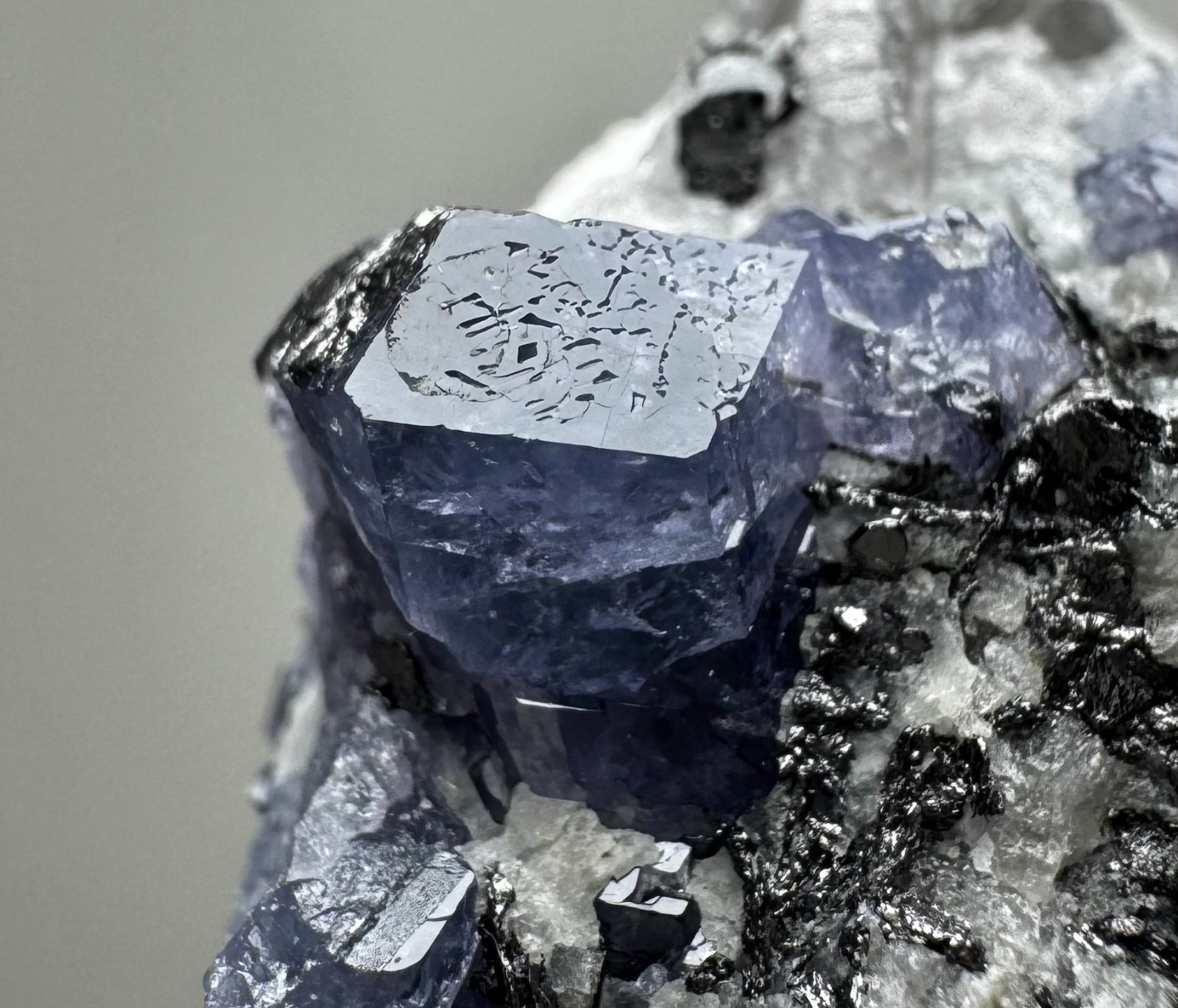 249 Gram Full Terminated Blue Spinel Crystals With Mica On Matrix From @Afg