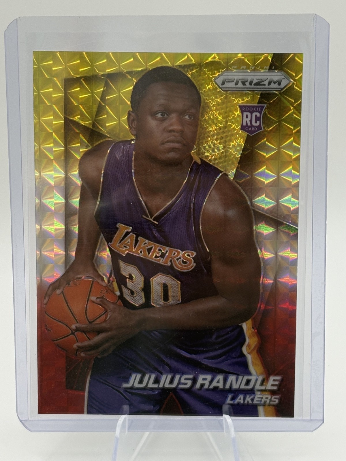 2014-15 Panini Prizm Julius Randle #257 Yellow & Red Mosaic Prizm RC Lakers Nets