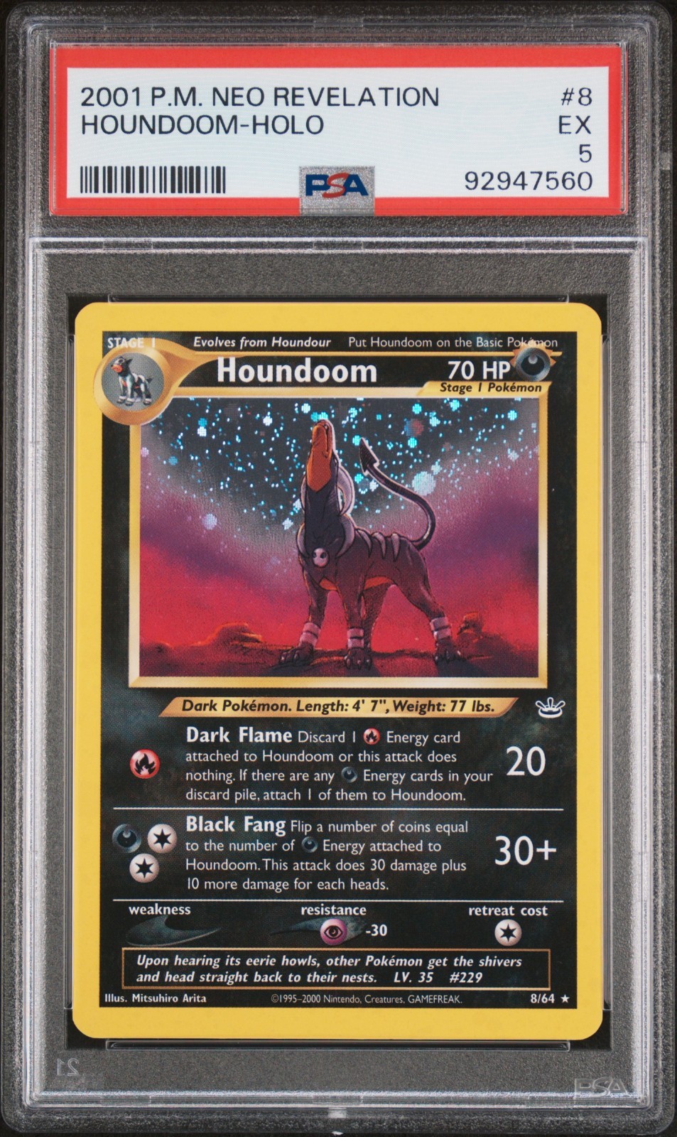 2001 Pokemon PSA 5 Houndoom Holo - 8/64 Neo Revelations EX