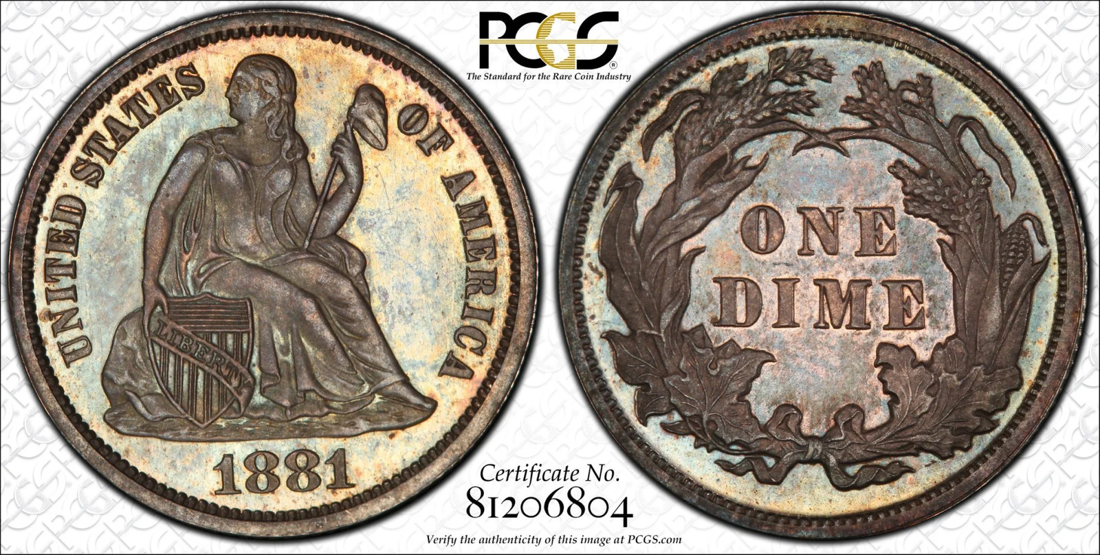 1881 PCGS PR-63 F-103 Liberty Seated Dime