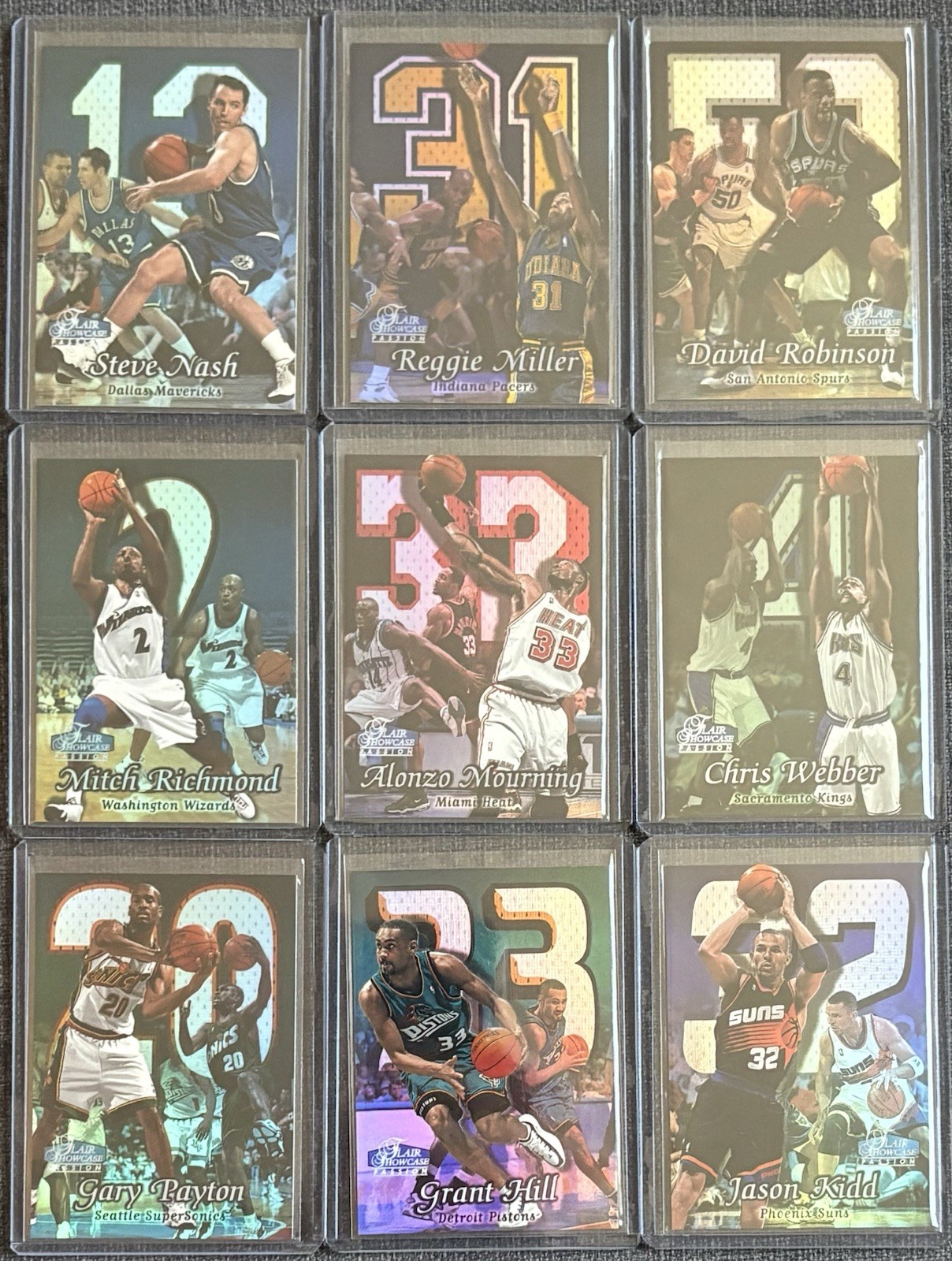 1998-99 Flair Showcase Row 2 All HOF Lot Of 9 Hill Nash Payton Zo Kidd Miller