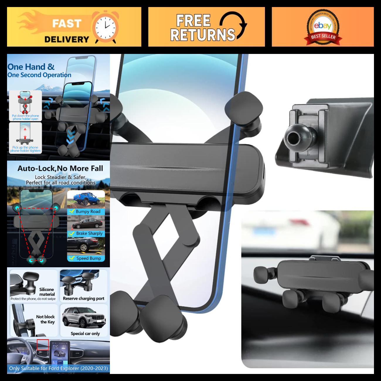 Universal Car Phone Holder Mount for 2020-2024 Ford Explorer - Auto Accessory, S Universal Car Phone Holder Mount for 2020-2024 Ford Explorer - Auto Accessory, S