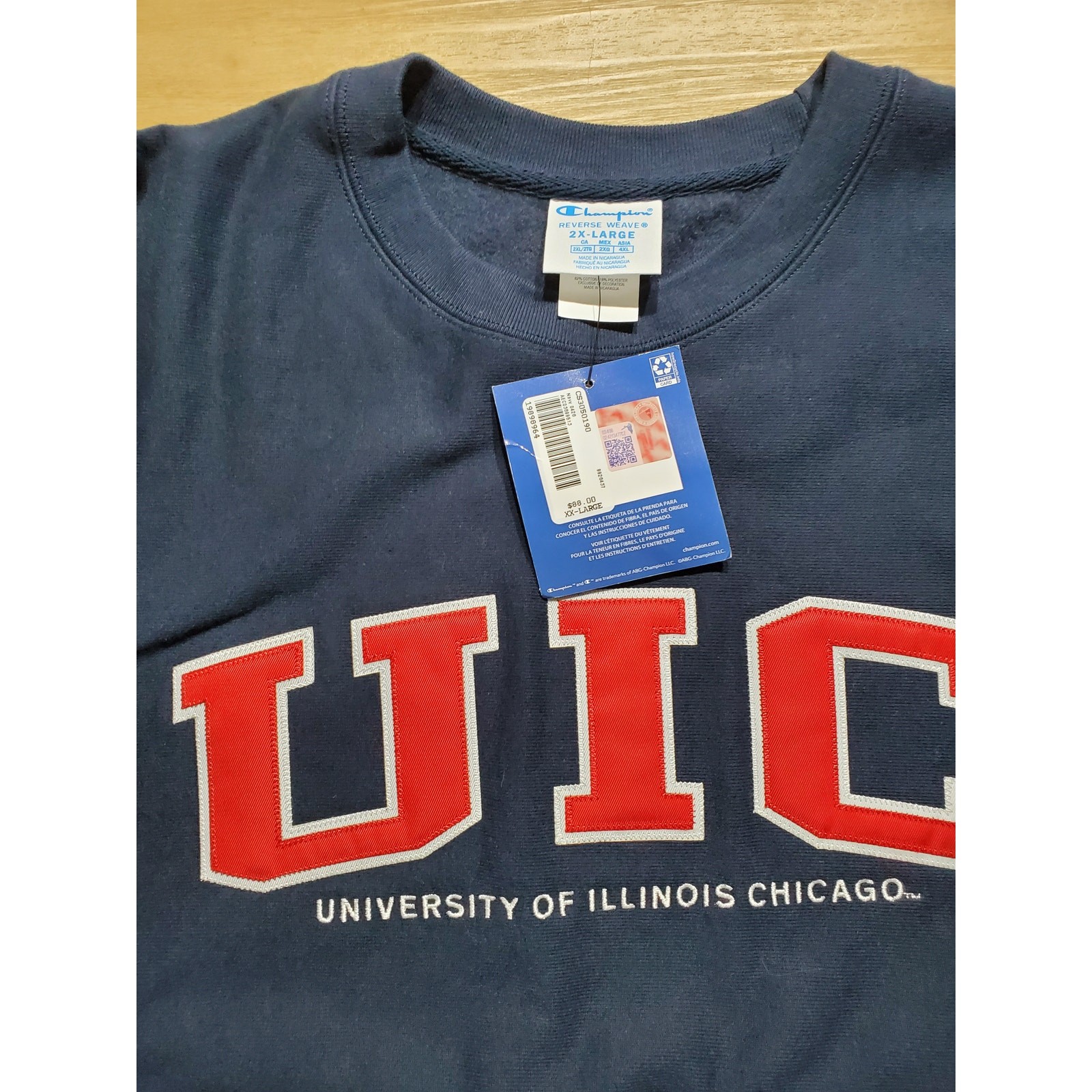 Champion Reverse Weave UIC Sweatshirt Mens 2XL University Illinois Chicago NWT