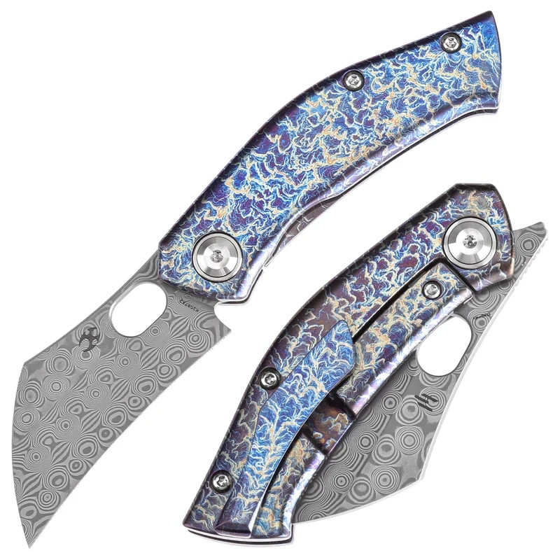 KANSEPT Osprey Thumb Hole Knife Lightning Strike Anodized Titanium Handle