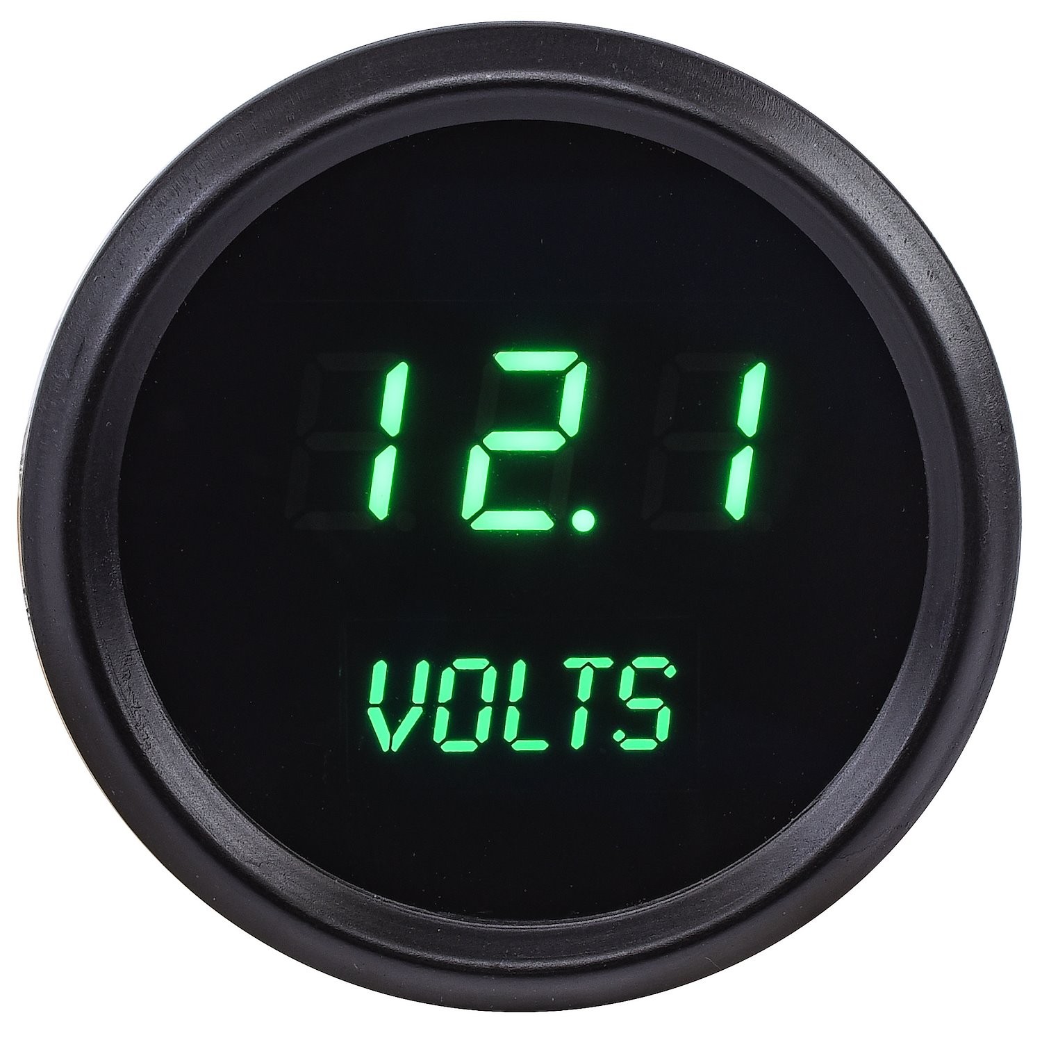 JEGS Voltmeter Gauge LED Digital [Black Bezel, Black Face, Green Numbers]