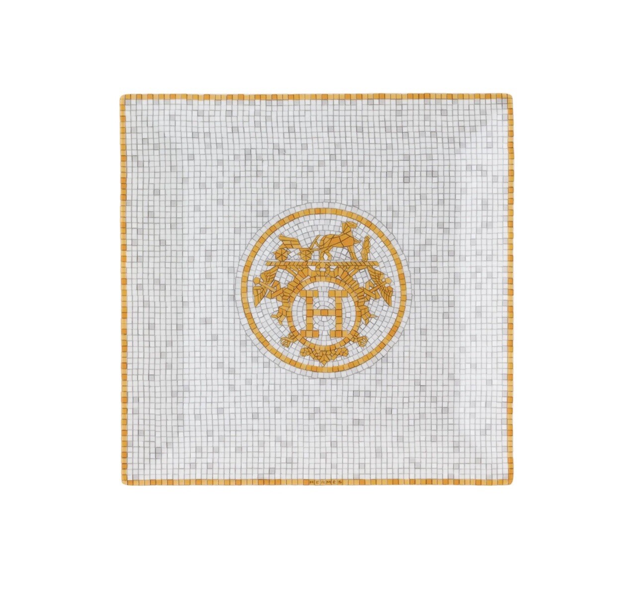 NEW HERMES MOSAIQUE AU 24 GOLD SQUARE NO. 5 PLATE #P026045P BRAND NIB SAVE$ F/SH