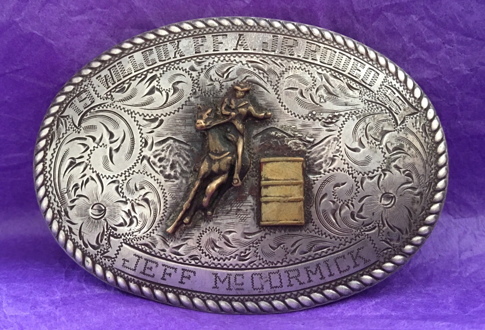 VTG 1965 Sterling Silver Wilcox FFA Jr Rodeo Barrel Racing Trophy Belt Buckle VTG 1965 Sterling Silver Wilcox FFA Jr Rodeo Barrel Racing Trophy Belt Buckle