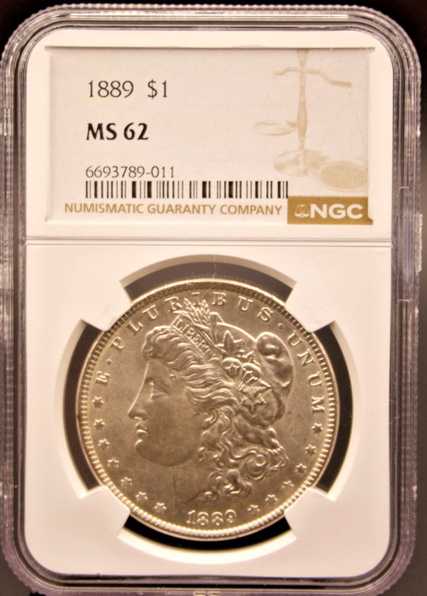1889 P Morgan Silver Dollar NGC MS62 $1 Coin Philadelphia Uncirculated 1889 P Morgan Silver Dollar NGC MS62 $1 Coin Philadelphia Uncirculated