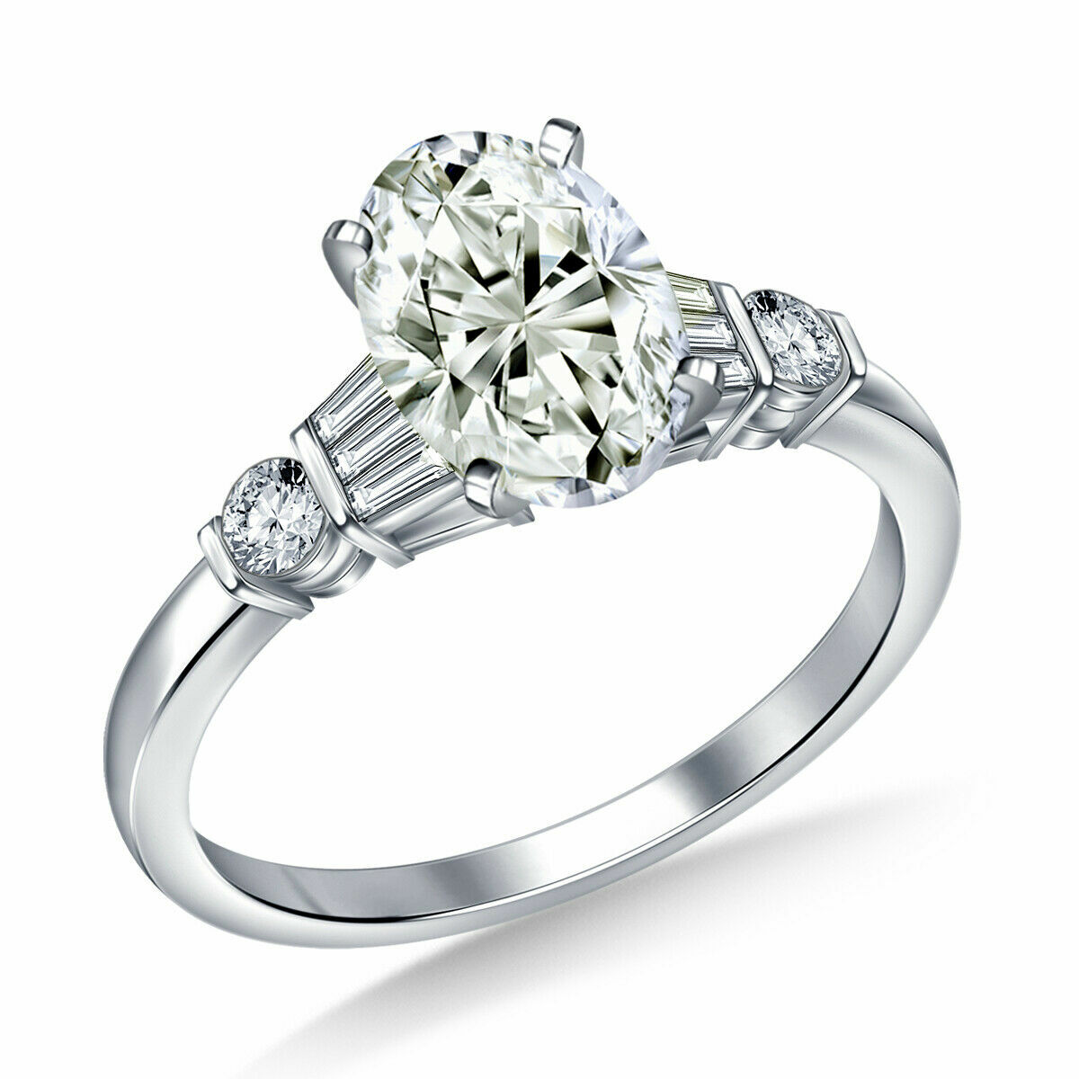 7.57 Ct Near White Moissanite Diamond Oval 925 Sterling Silver Engagement Ring 