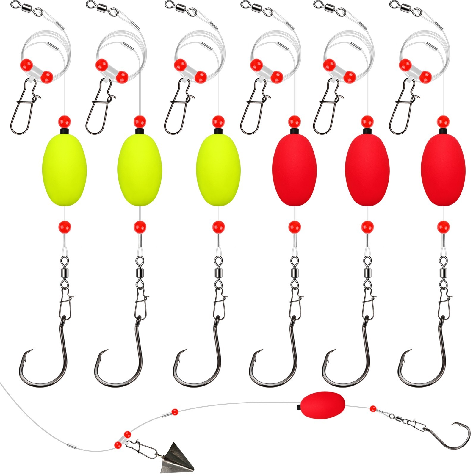 Dovesun Fish Finder Rig with 8/0 Circle Hooks for Shark 6PCS Surf Fishing Rigs Dovesun Fish Finder Rig with 8/0 Circle Hooks for Shark 6PCS Surf Fishing Rigs