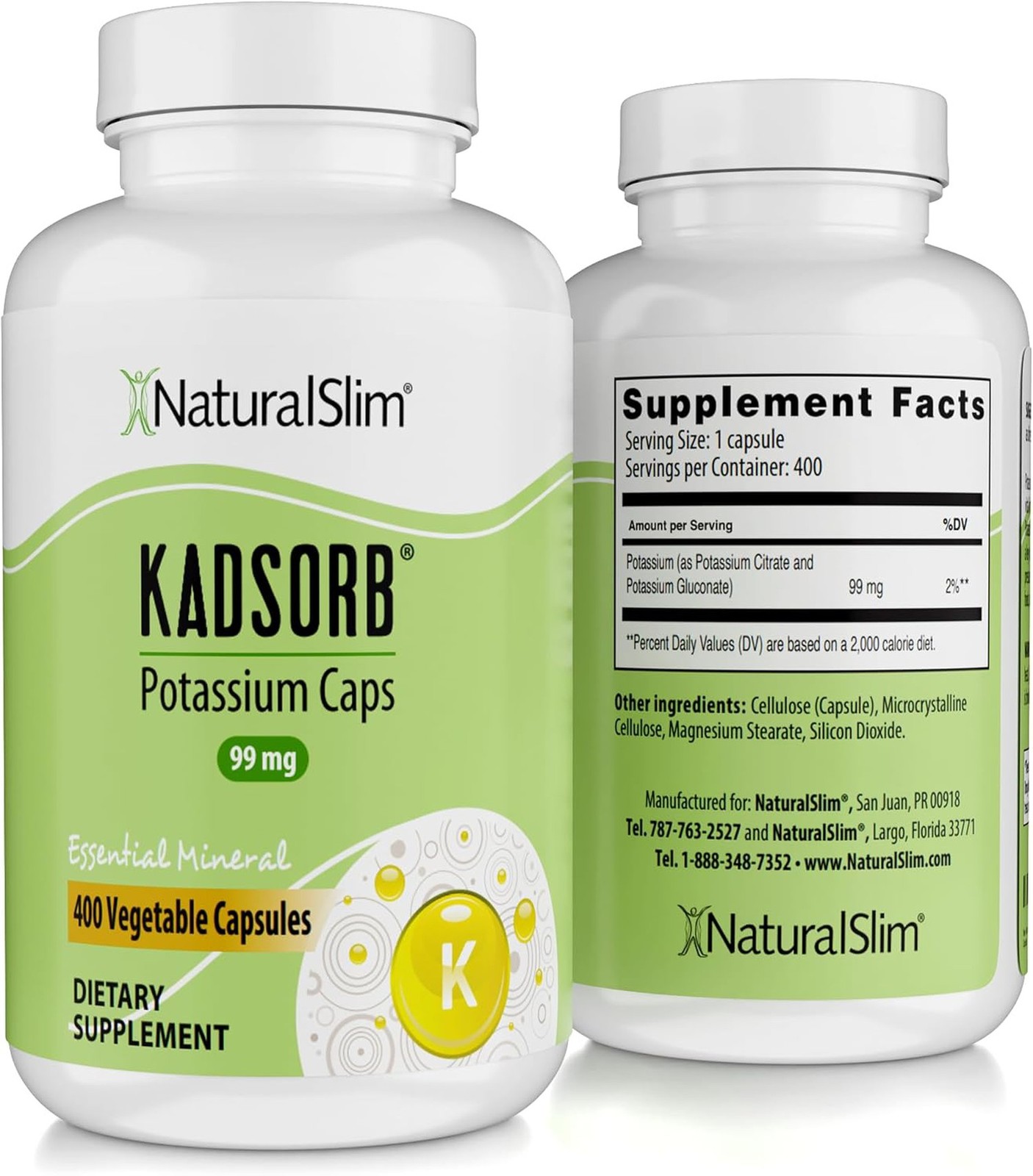 NaturalSlim Kadsorb Potassium Citrate 99 mg Capsules, 400 Vegetable Capsules NaturalSlim Kadsorb Potassium Citrate 99 mg Capsules, 400 Vegetable Capsules