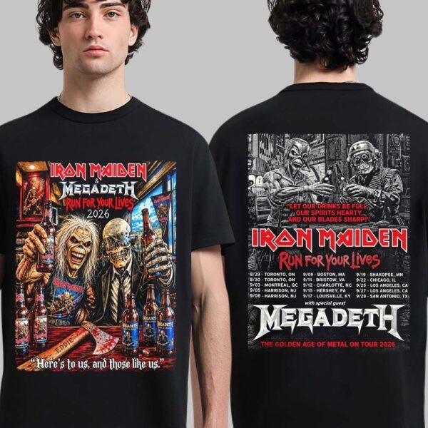 Iron Maiden X Megadeth Run For Your Lives 2026 Tour Eddie And Vic T-shirt Iron Maiden X Megadeth Run For Your Lives 2026 Tour Eddie And Vic T-shirt