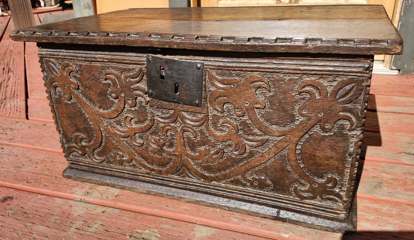 Antique Early 17th Century Charles II Oak Bible Box Antique Early 17th Century Charles II Oak Bible Box
