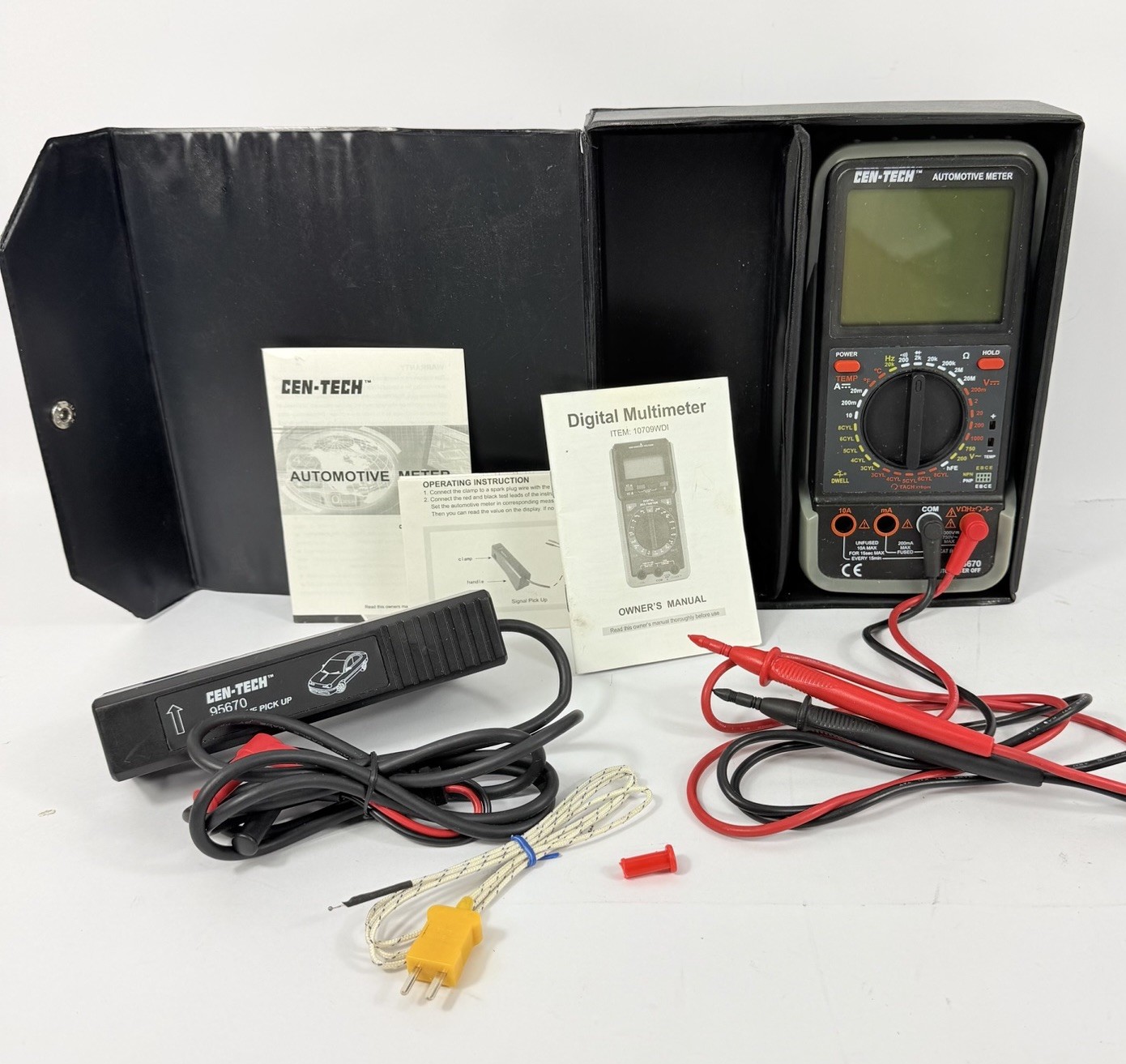 Cen-Tech 95670 Automotive Meter Kit Complete w Case Tested Working Excellent
