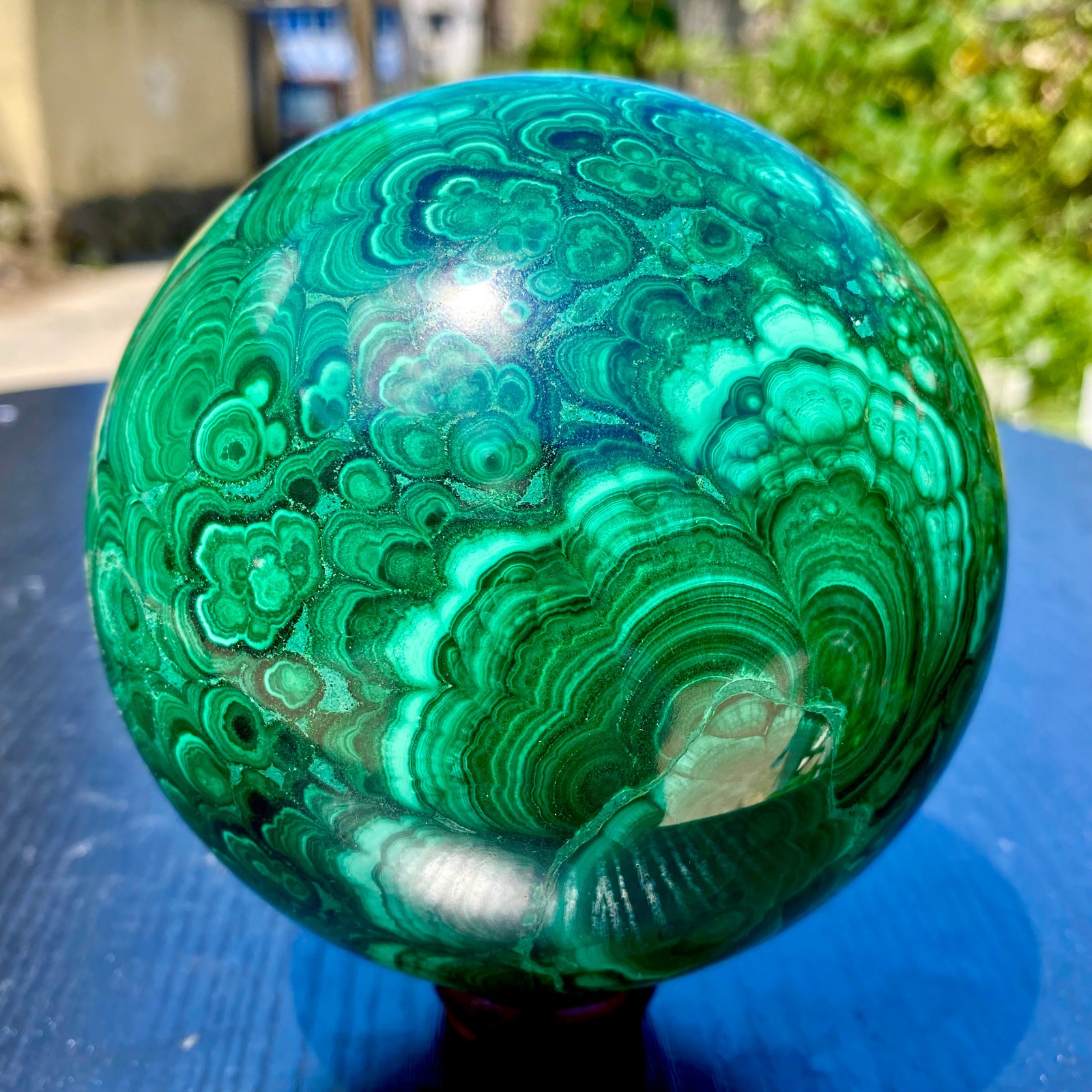 6.4LB Natural Malachite Quartz Sphere Energy Crystal Ball Reiki Gift Decor Gem