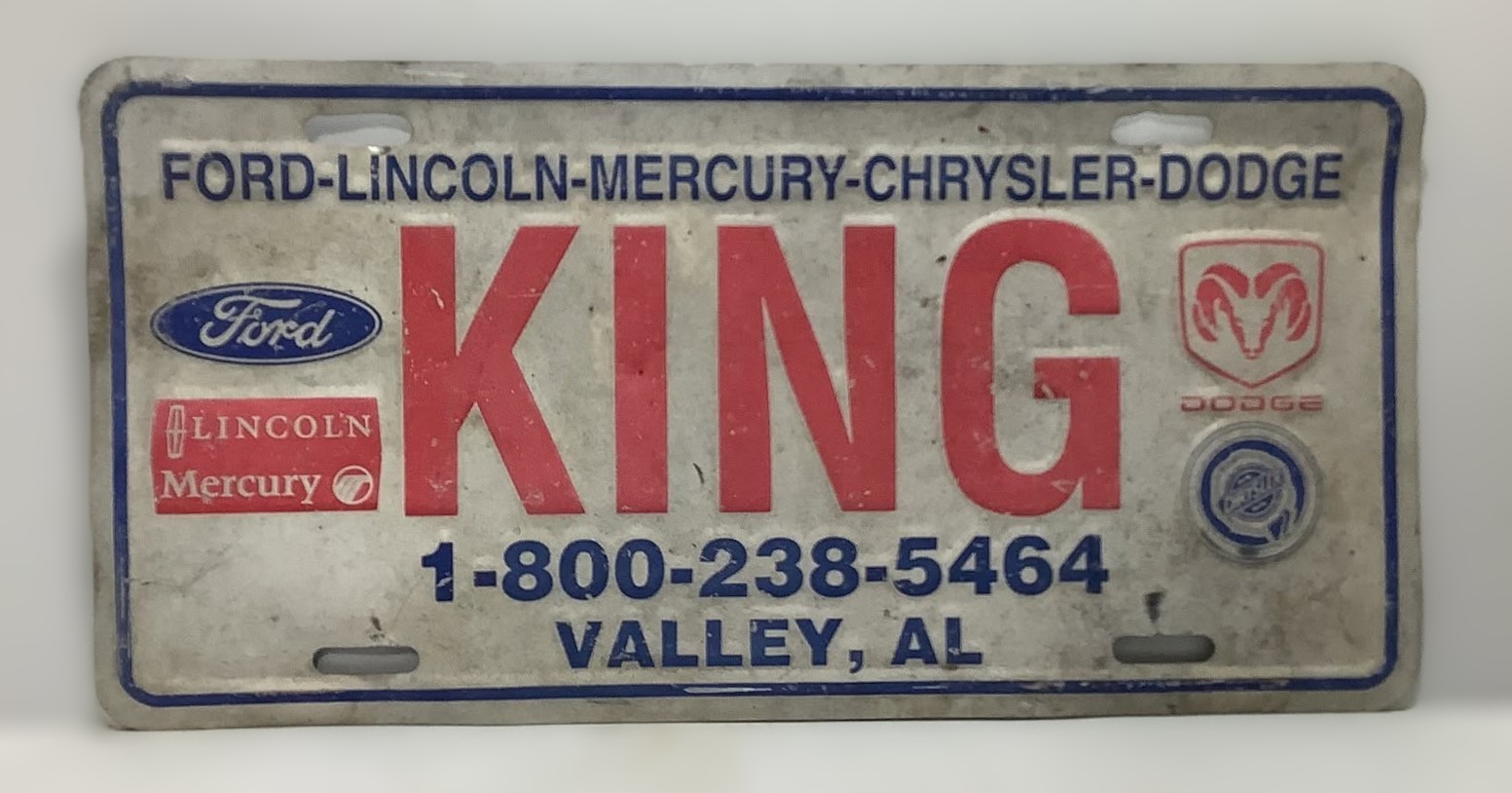 King Ford Lincoln Mercury Dodge Valley Alabama License Plate Tag