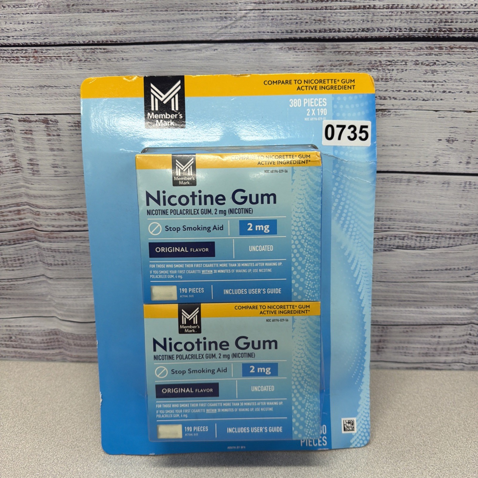 Member\'s Mark 2mg Nicotine Polacrilex Gum, Original Flavor (380) Exp 9/27 Member\'s Mark 2mg Nicotine Polacrilex Gum, Original Flavor (380) Exp 9/27