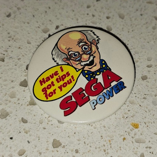 Rare early 1990s Sega Power Tips Line video game promo badge pin