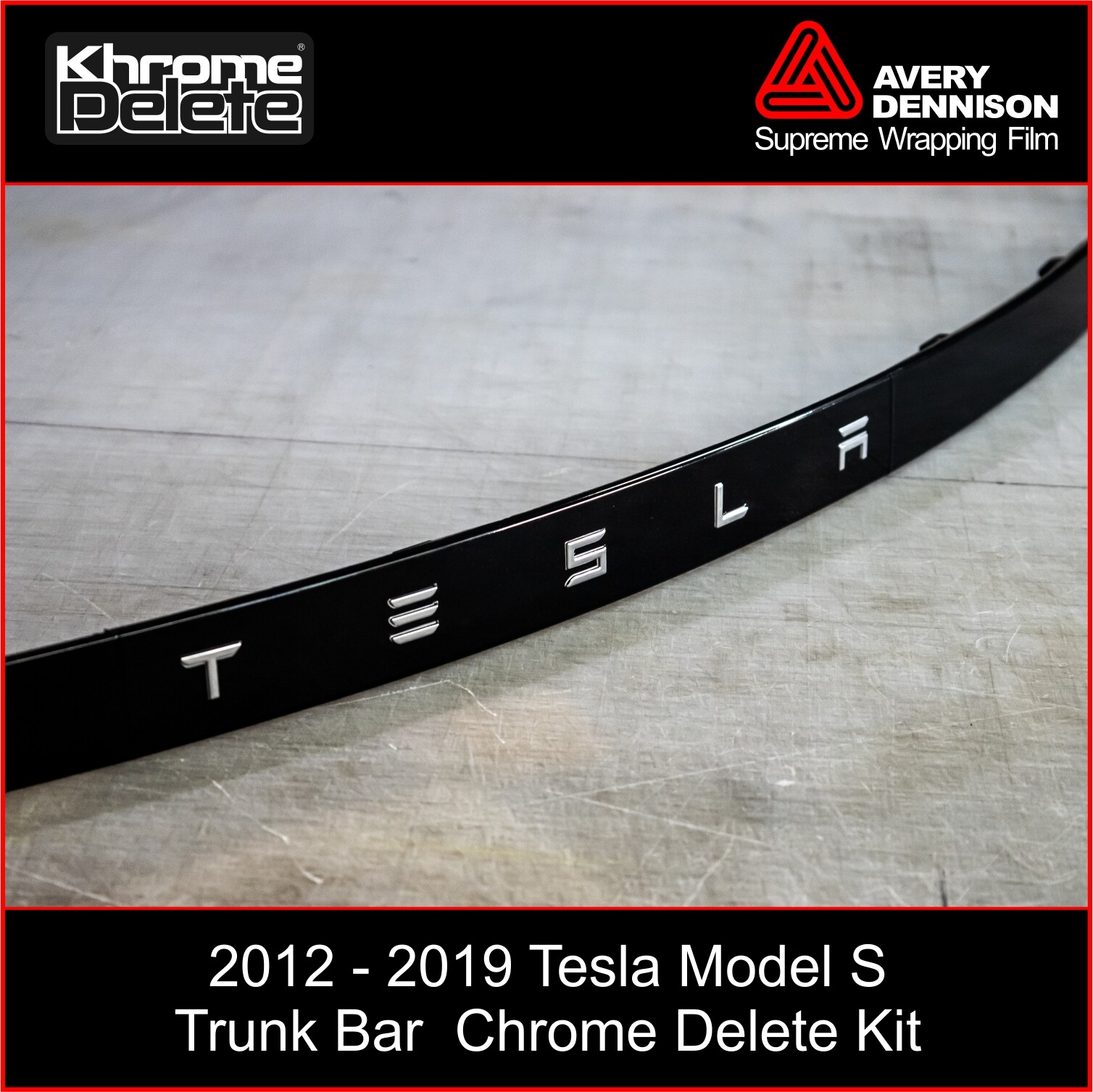 Glossy Black Chrome Delete Overlay for 2012–2020 Tesla Model S Trunk Applique