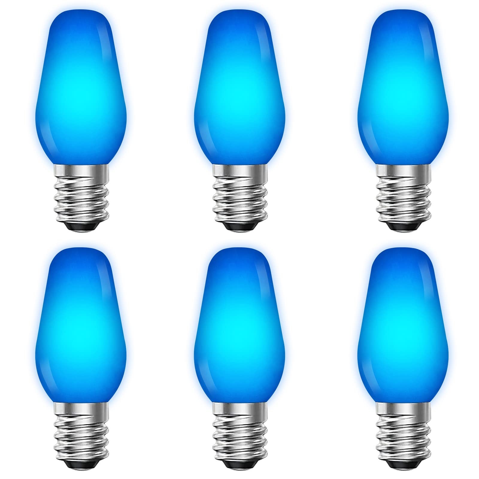 LUXRITE C7 LED Blue Replacement Light Bulbs for String Lights, 0.5W, Shatterp...