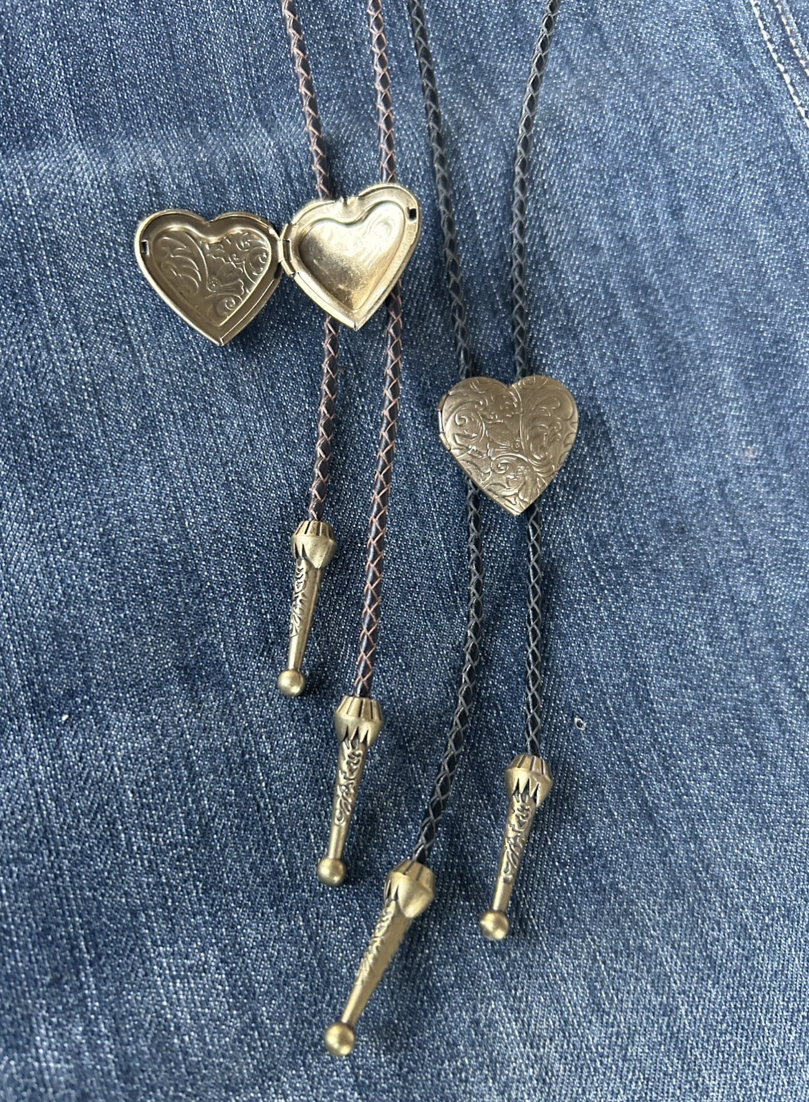 Bronze/Antique Gold Heart Locket Bolo Tie: You CHOOSE Cord Color + Bronze/Antique Gold Heart Locket Bolo Tie: You CHOOSE Cord Color +