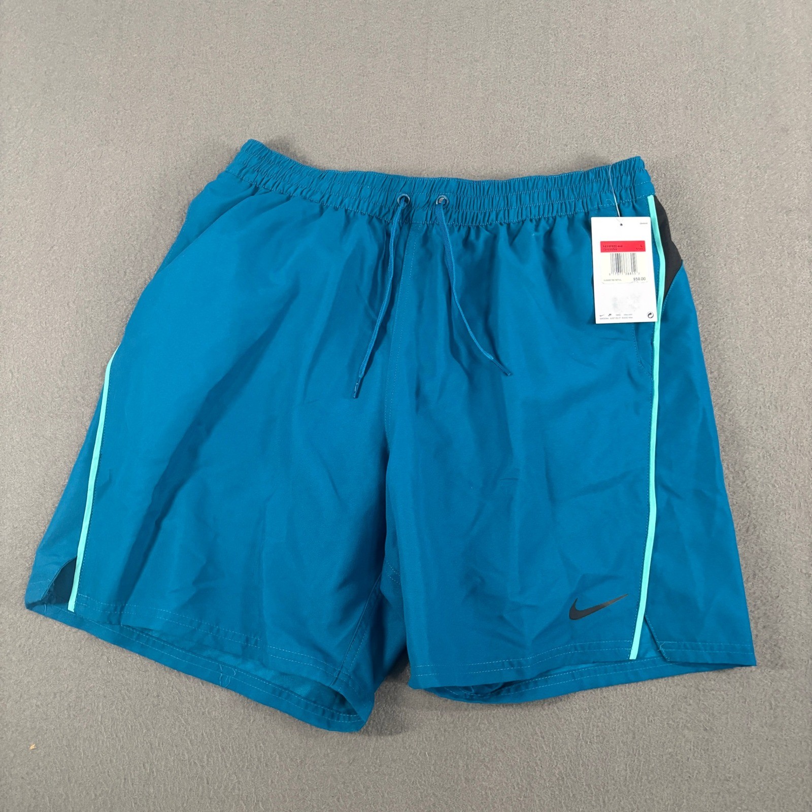 Nike Swim Trunks Mens Size Large Teal Blue Black Athletic NESSF602-448