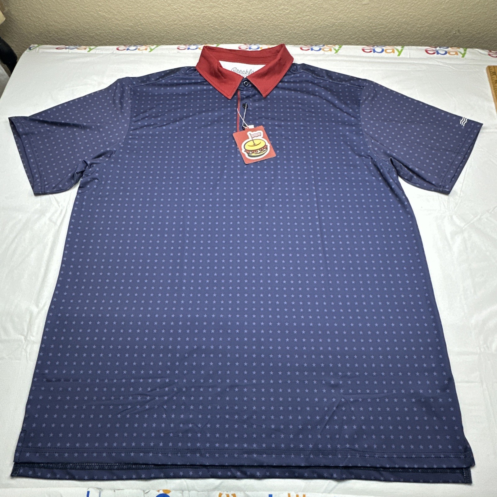 Breakfast Balls RSVLTS Mens Performance Polo Shirt Navy NWT XL #6646