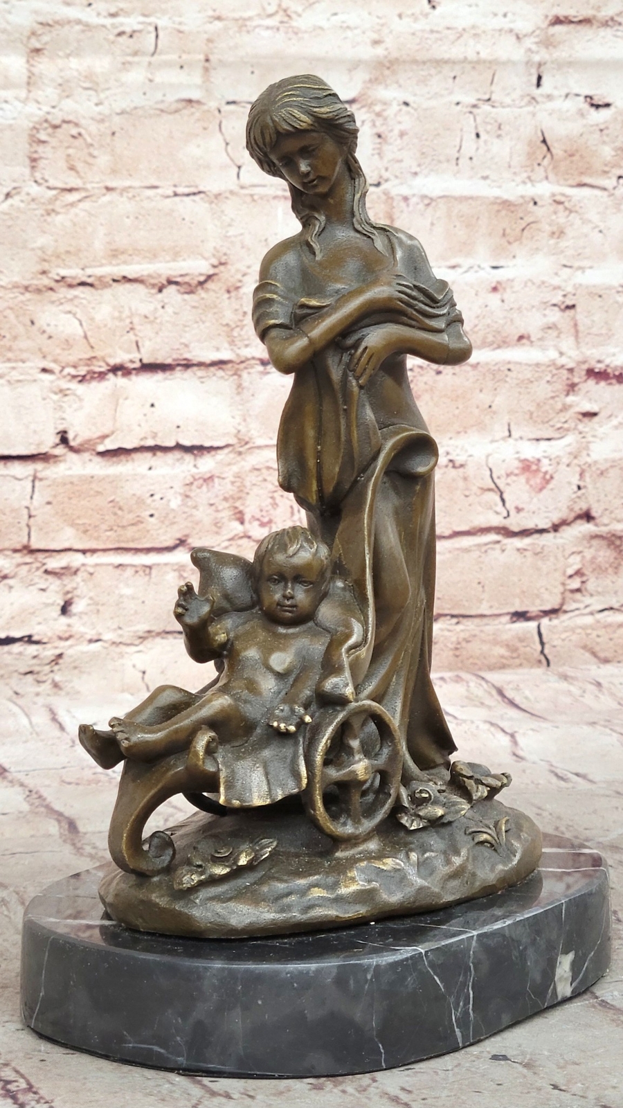 French Original early to mid Century Figurine Group of Mother Child Bronze Deal