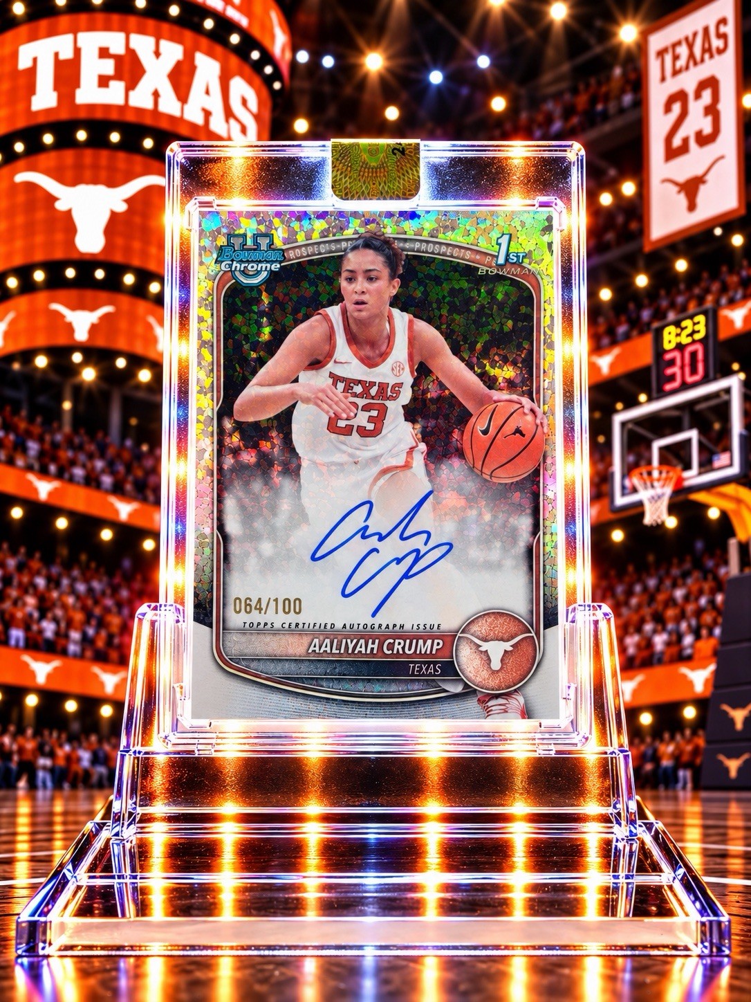 2025-26 Bowman U Chrome Aaliyah Crump ON CARD Auto /100Texas Longhorns