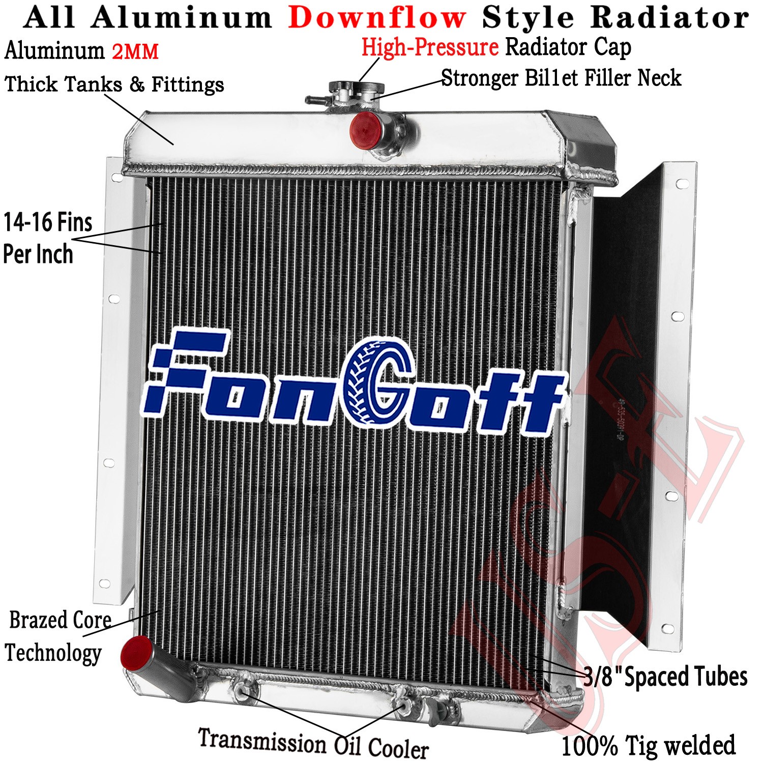 CC6169 3 Row Aluminum Radiator Fit 1961-1969 1965 Dodge D100 Pickup 5.2L V8 AT