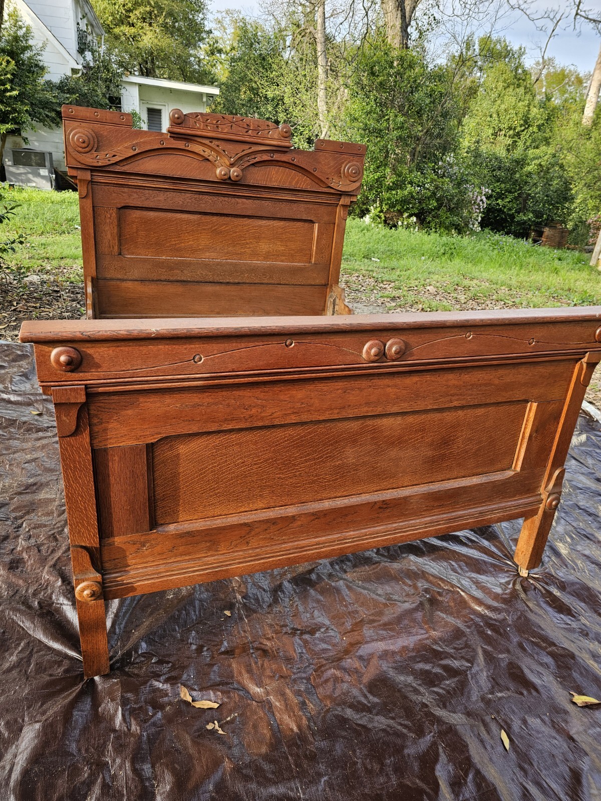 Antique Victorian Full Double Heavy Carved Quarter Sawn Oak Ornate Bedroom Set Antique Victorian Full Double Heavy Carved Quarter Sawn Oak Ornate Bedroom Set