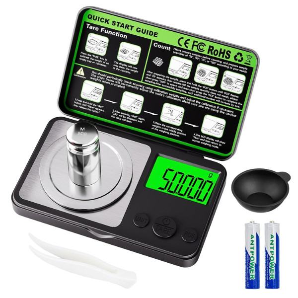 50G x 0.001G Digital Milligram Scale Mini Precision Pocket Scale Tare Function