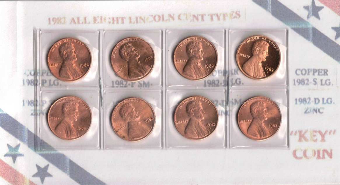 1982-D-P-S all 8 Uncirculated Types include the Copper S Proof in nice display