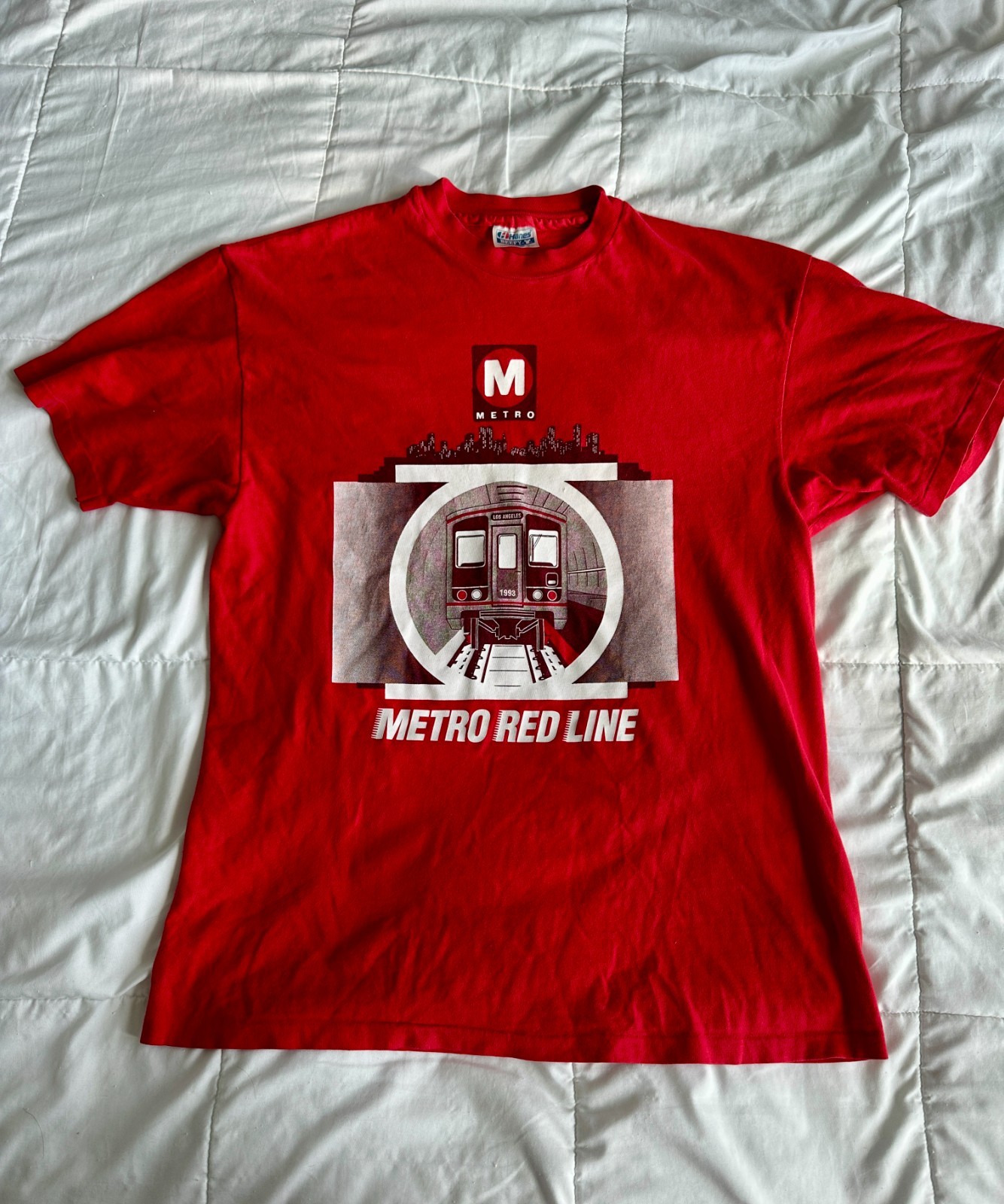 Los Angeles Metro MTA Red Line Subway T-Shirt Vintage 1993 Mens Size Large Los Angeles Metro MTA Red Line Subway T-Shirt Vintage 1993 Mens Size Large