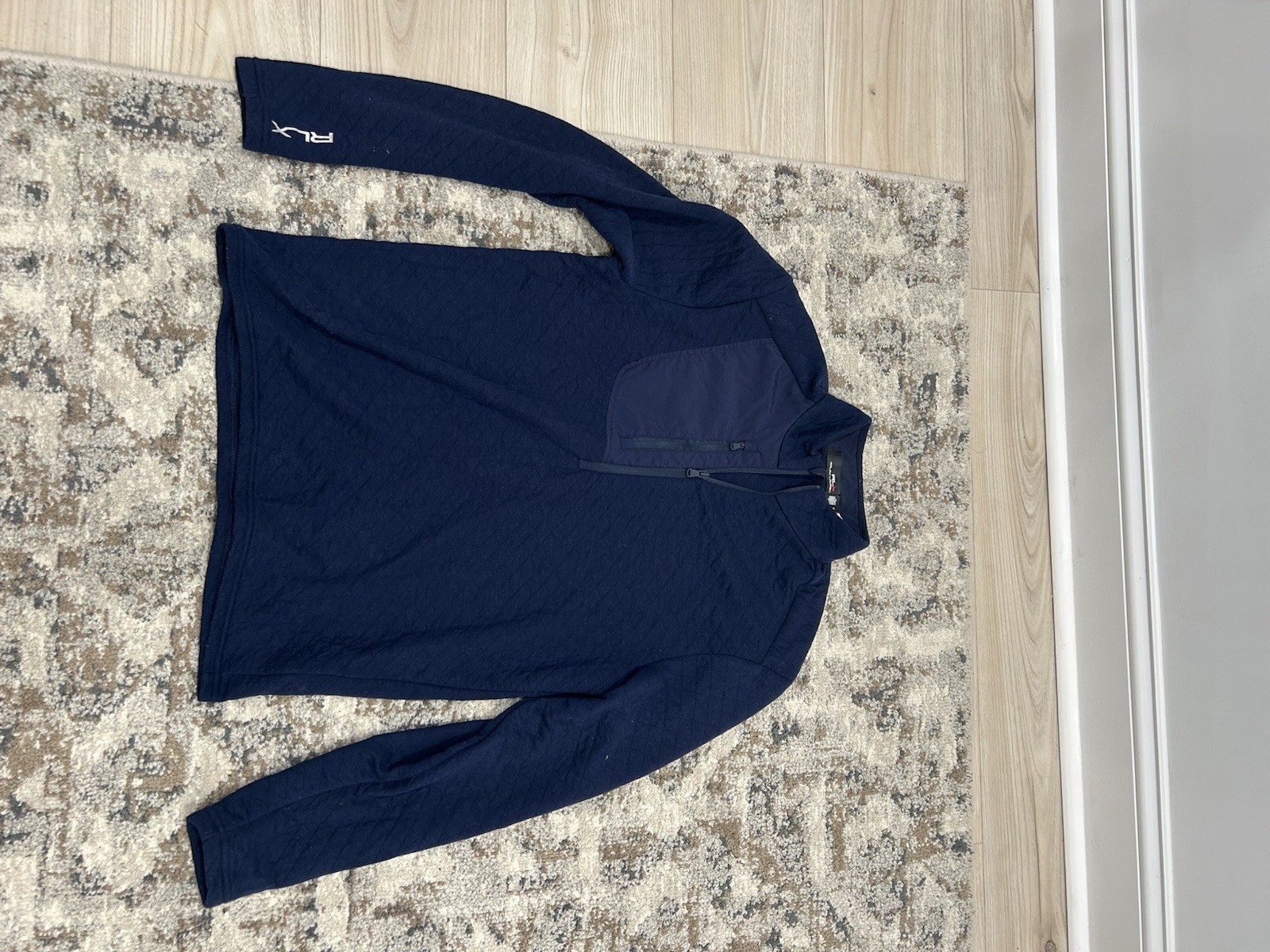 RLX Ralph Lauren Men’s M Navy 1/4 Zip Mock Neck Pullover Golf Top Logo RLX Ralph Lauren Men’s M Navy 1/4 Zip Mock Neck Pullover Golf Top Logo