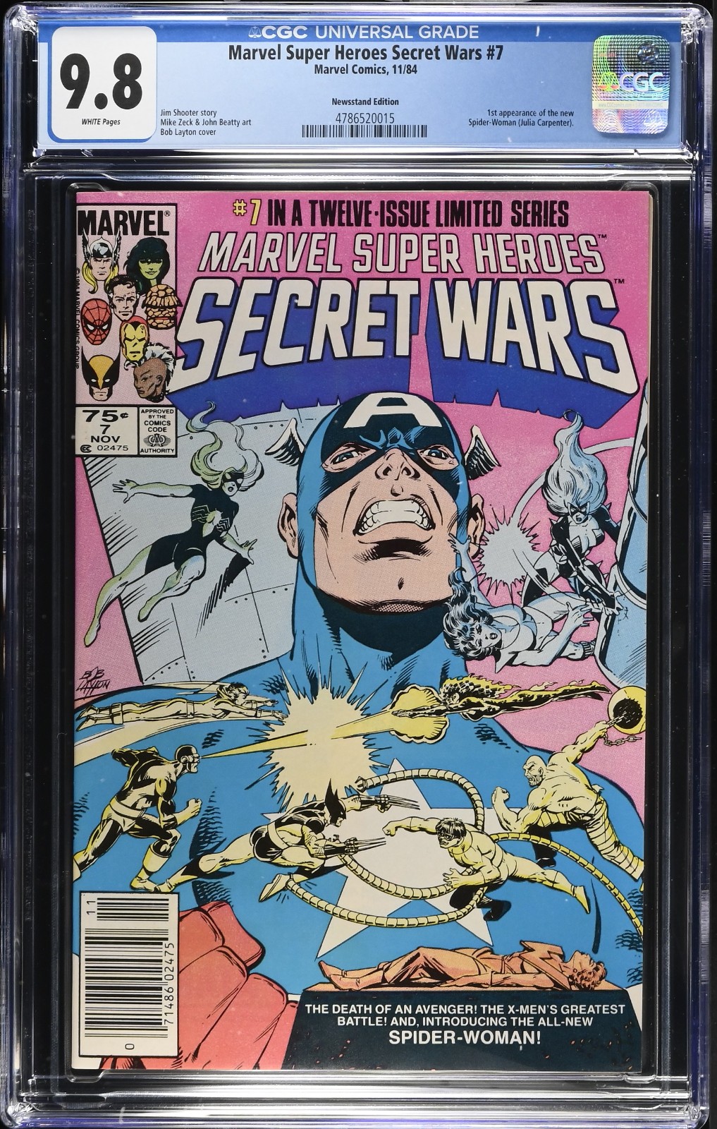 MSH SECRET WARS #7 Newsstand CGC 9.8 WP 1st Julia Carpenter Spider-Woman 1984