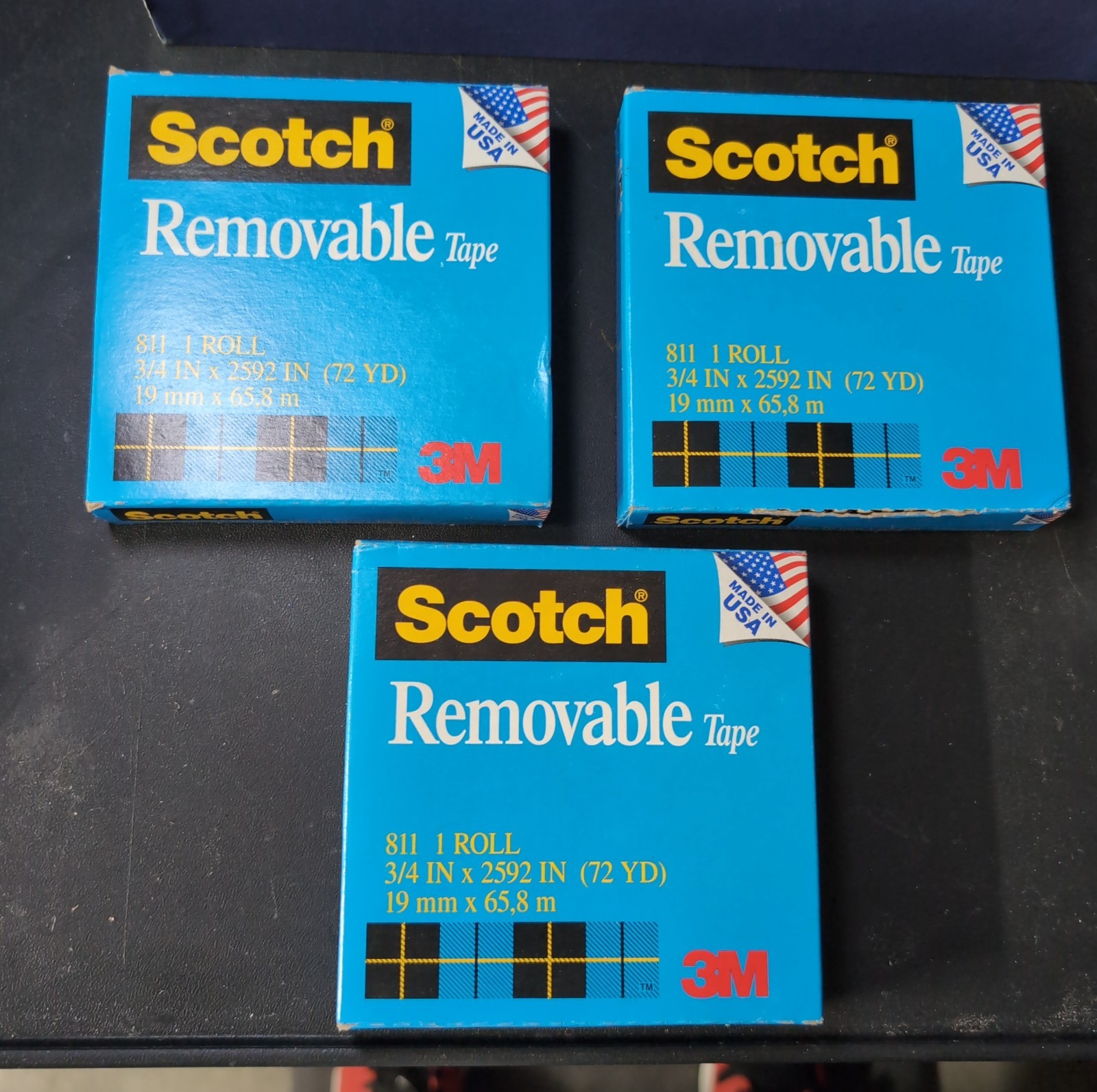 (3) 3M Scotch Removable Tape 811, - 021200192463 Lot