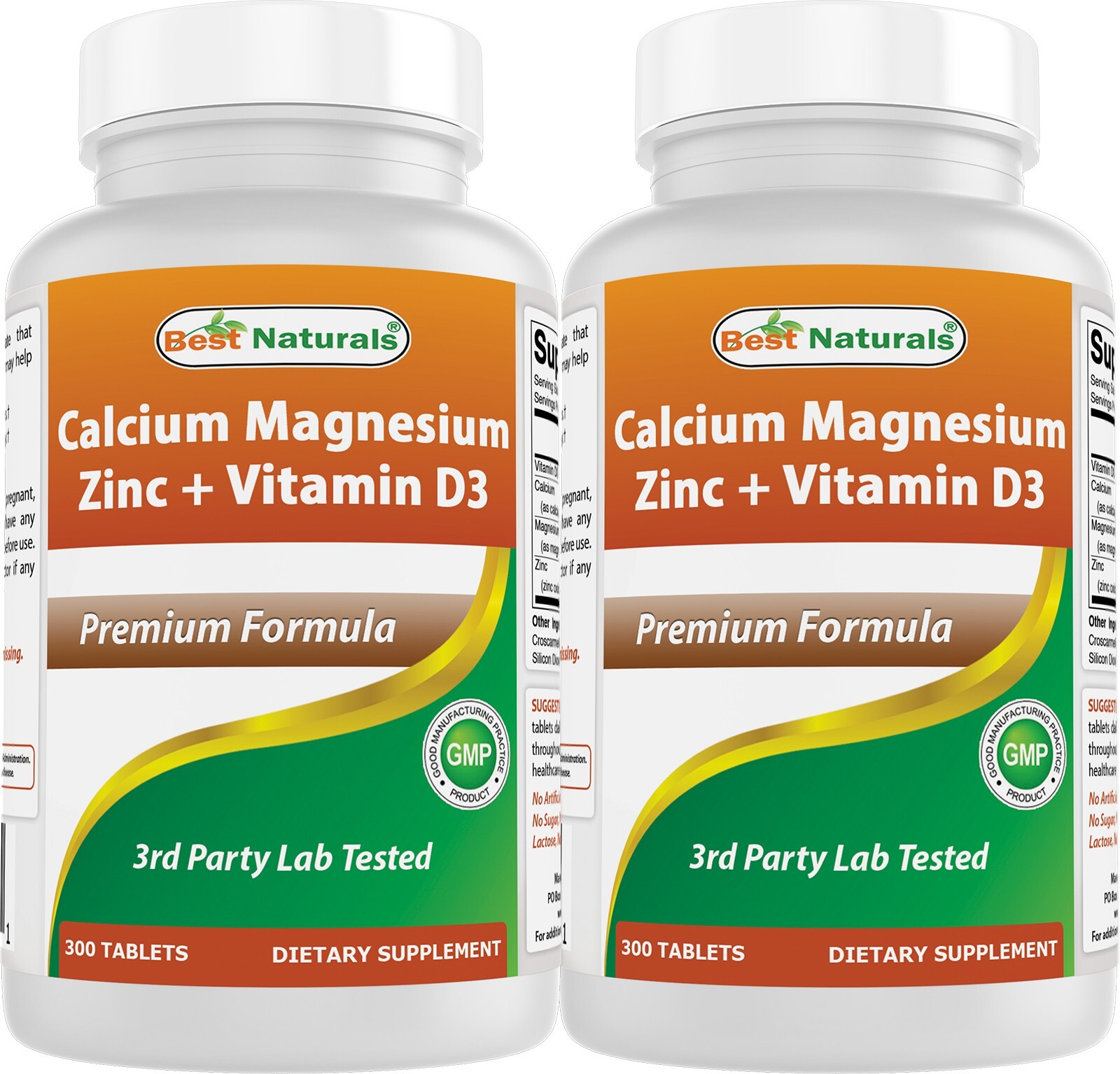 2 Pack Best Naturals Calcium Magnesium Zinc with Vitamin D3, 300 Tablets 2 Pack Best Naturals Calcium Magnesium Zinc with Vitamin D3, 300 Tablets
