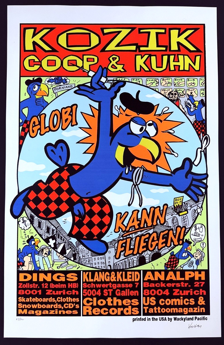Kozik Coop Kuhn POSTER Show Switzerland 1994 Silkscreen Signed Frank Kozik