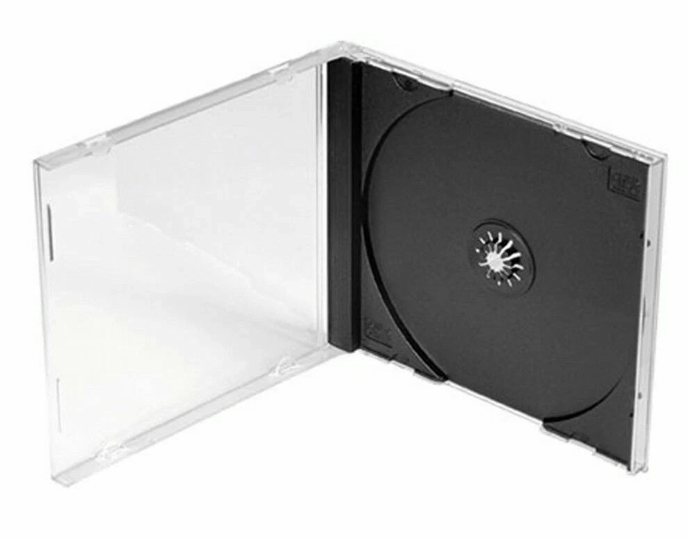 QTY 10 Standard Clear Single CD Jewel Storage Cases 1- Disc Assembled Black Tray