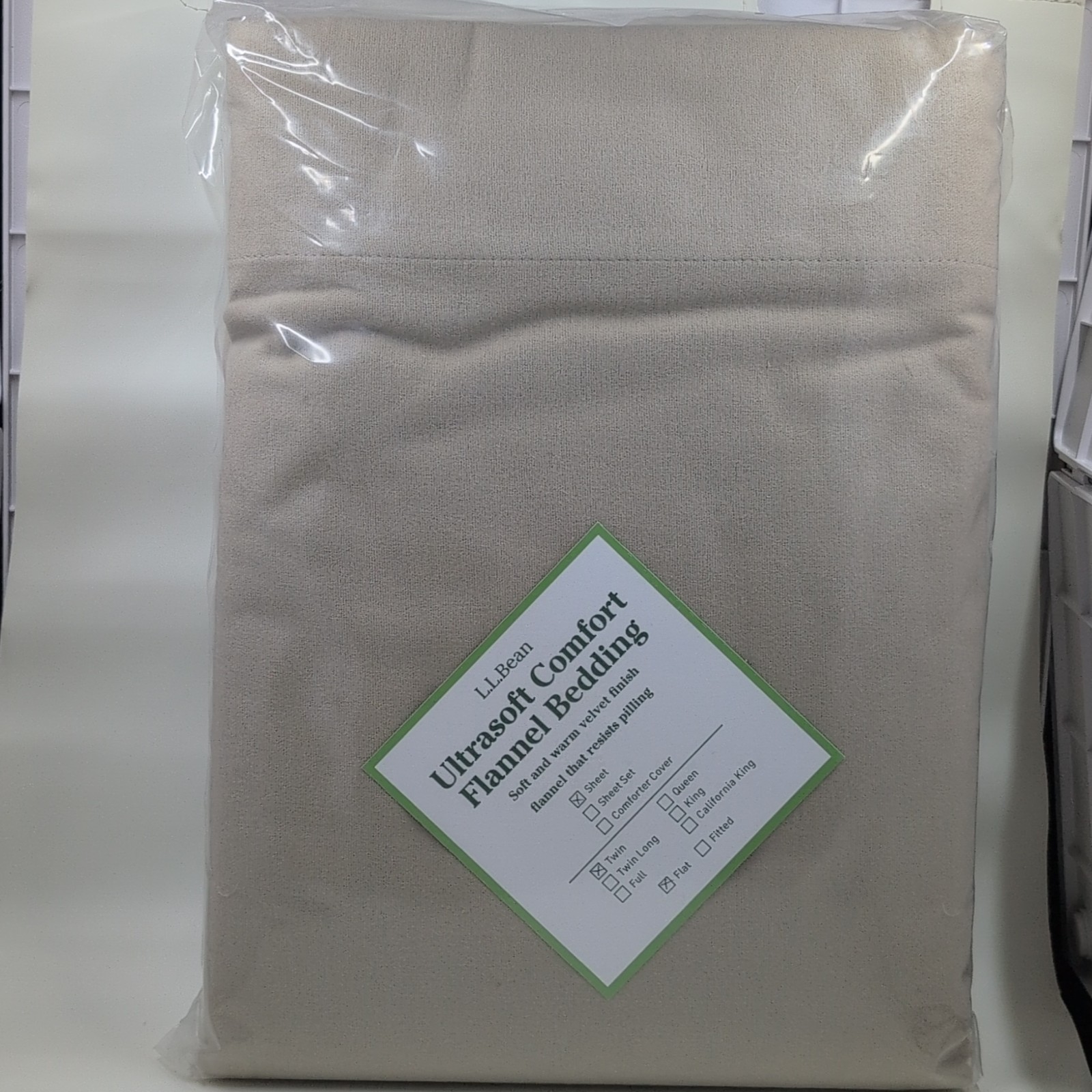 NEW L L Bean Twin Flat Sheet Flannel Bedding Driftwood