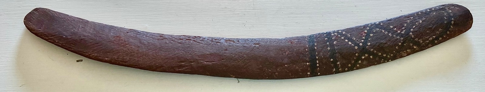 Vintage Handcrafted Hardwood Boomerang 27” Old Patina Tribal Ethnographic Decor