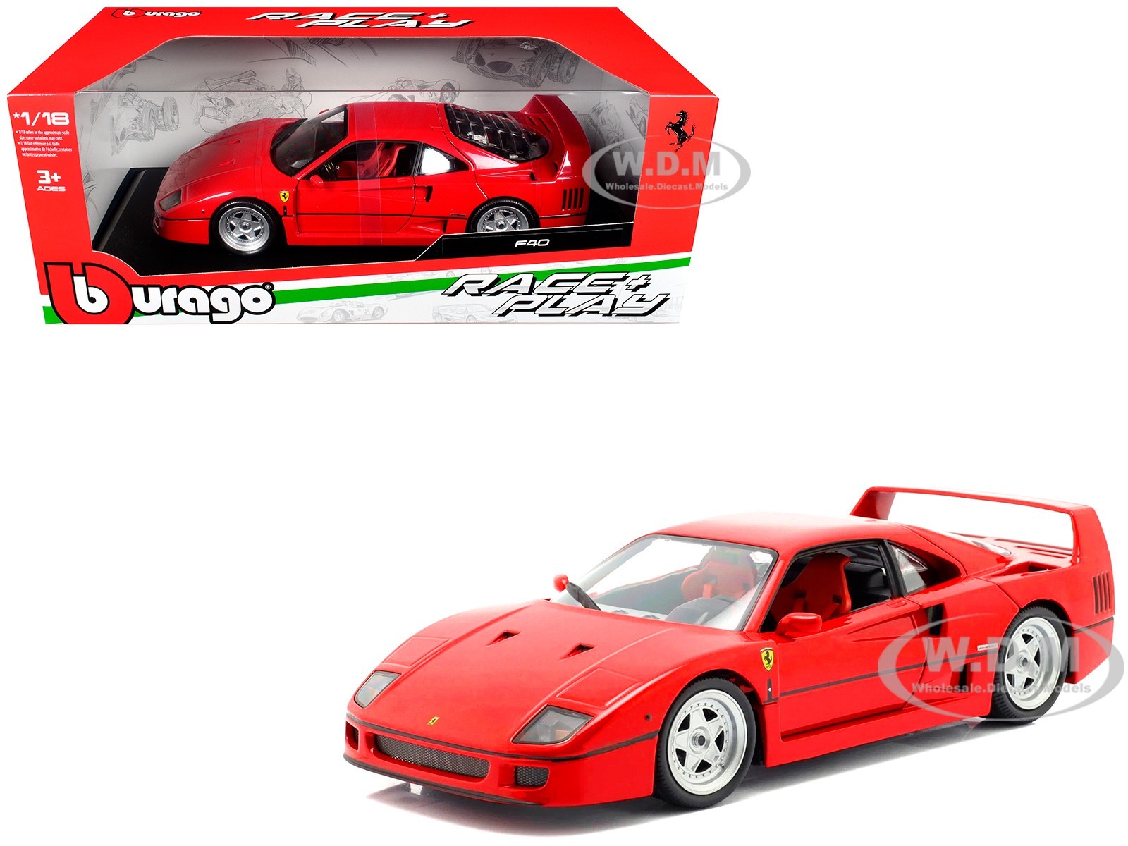 1987 FERRARI F40 RED 1/18 DIECAST MODEL CAR BY BBURAGO 16023 1987 FERRARI F40 RED 1/18 DIECAST MODEL CAR BY BBURAGO 16023